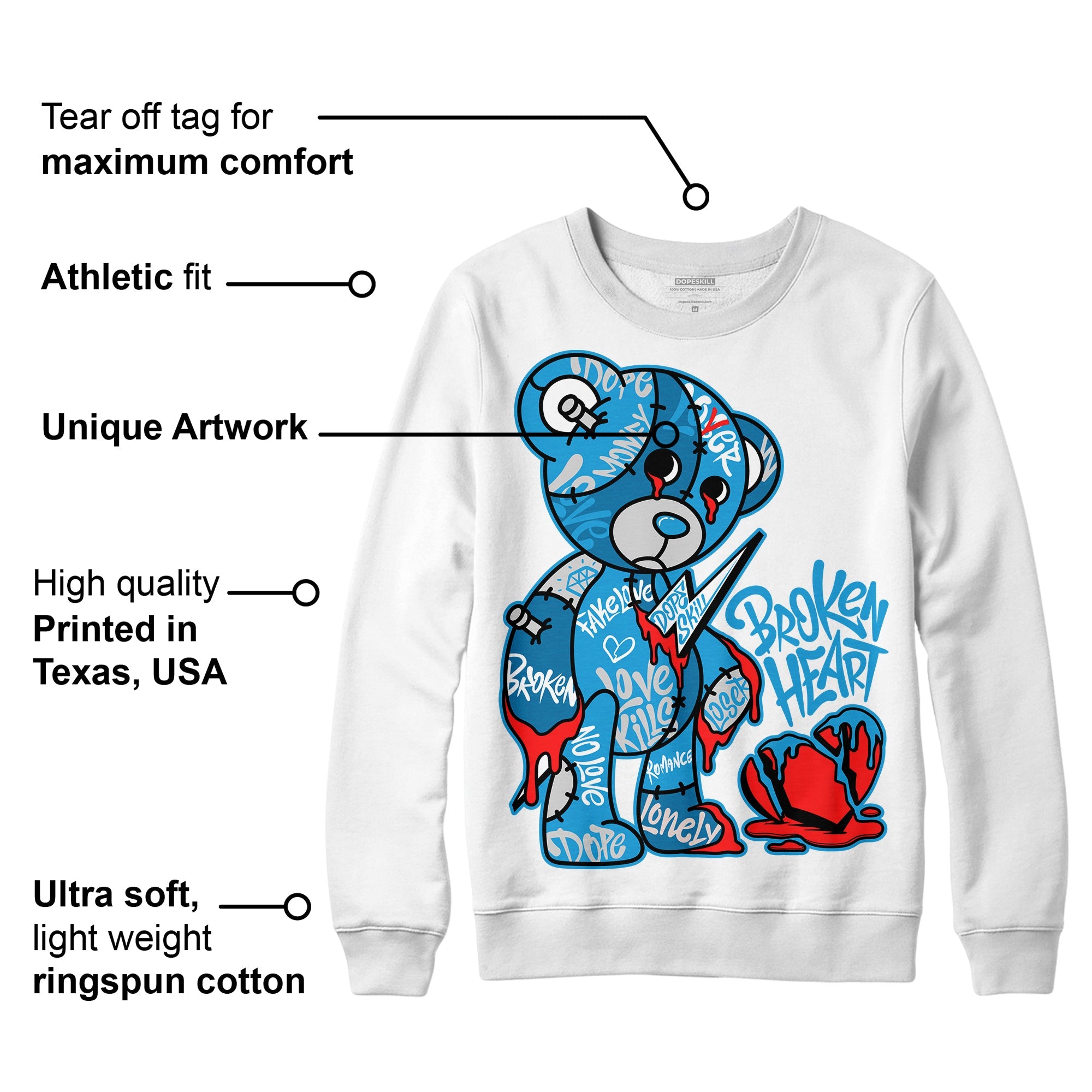 Military Blue 4s superstreetwear Sweatshirt Broken Heart Graphic