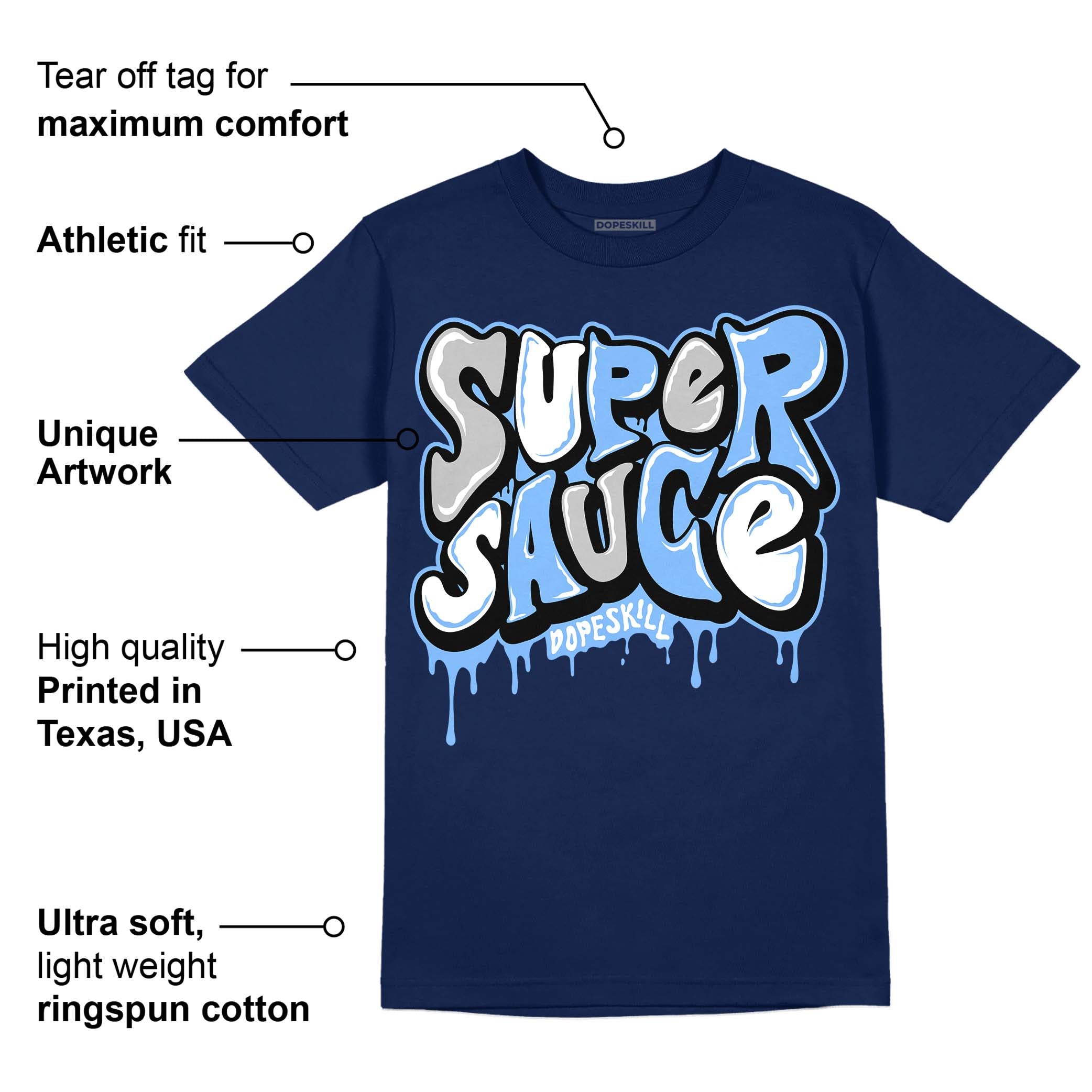 Midnight Navy 5s superstreetwear Navy T-Shirt Super Sauce Graphic
