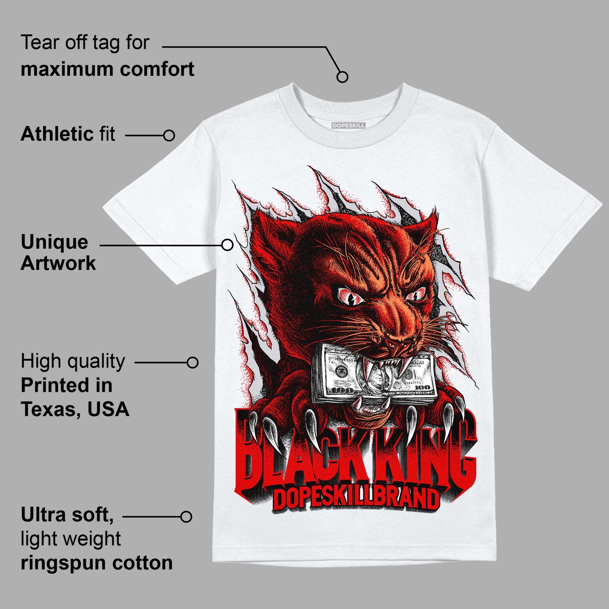 Red Cement 4S superstreetwear T-Shirt Black King Graphic