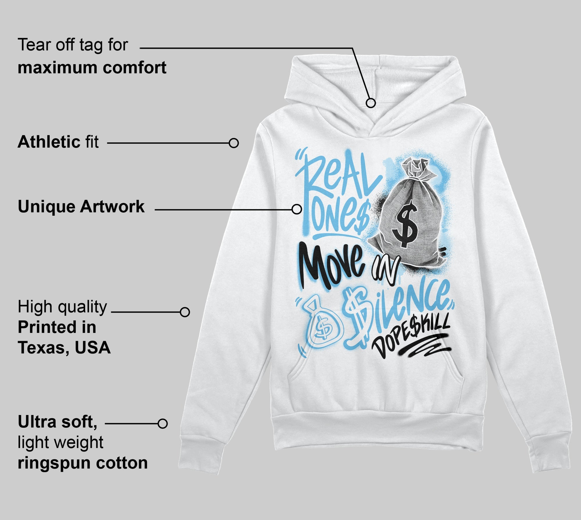 Legend Blue 11s superstreetwear Hoodie Sweatshirt Real One Move In Silence Graphic
