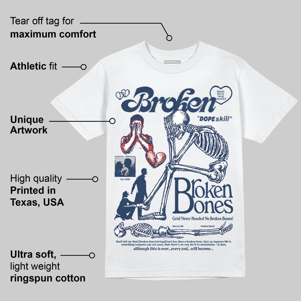 Summit White Navy 4s superstreetwear T-Shirt Broken Bones Graphic