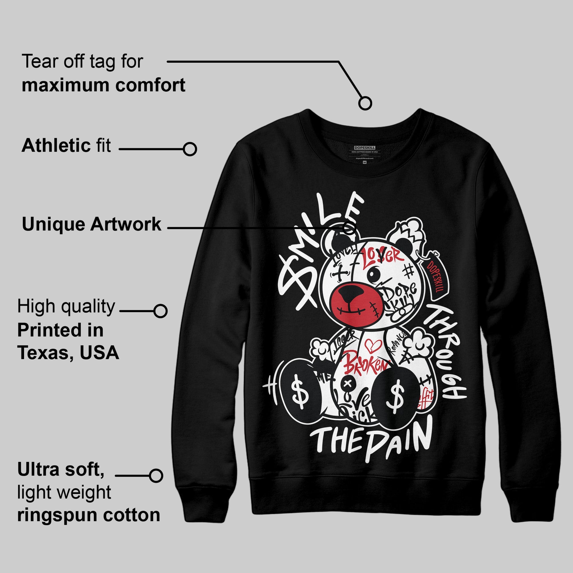 Bred Velvet 11s superstreetwear Sweatshirt Smile Through The Pain Graphic