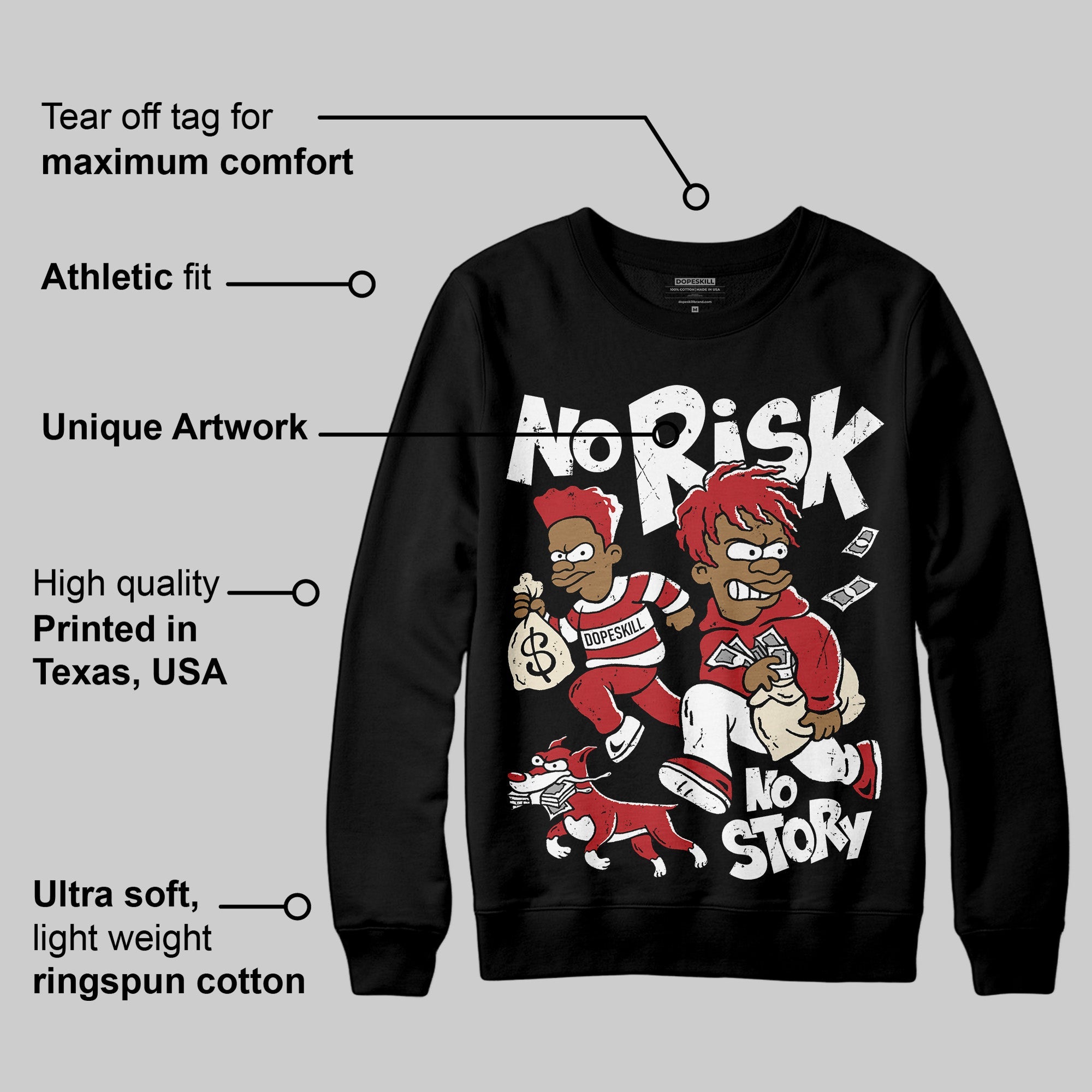 Black Toe Reimagined 1s superstreetwear Sweatshirt No Risk No Story Graphic