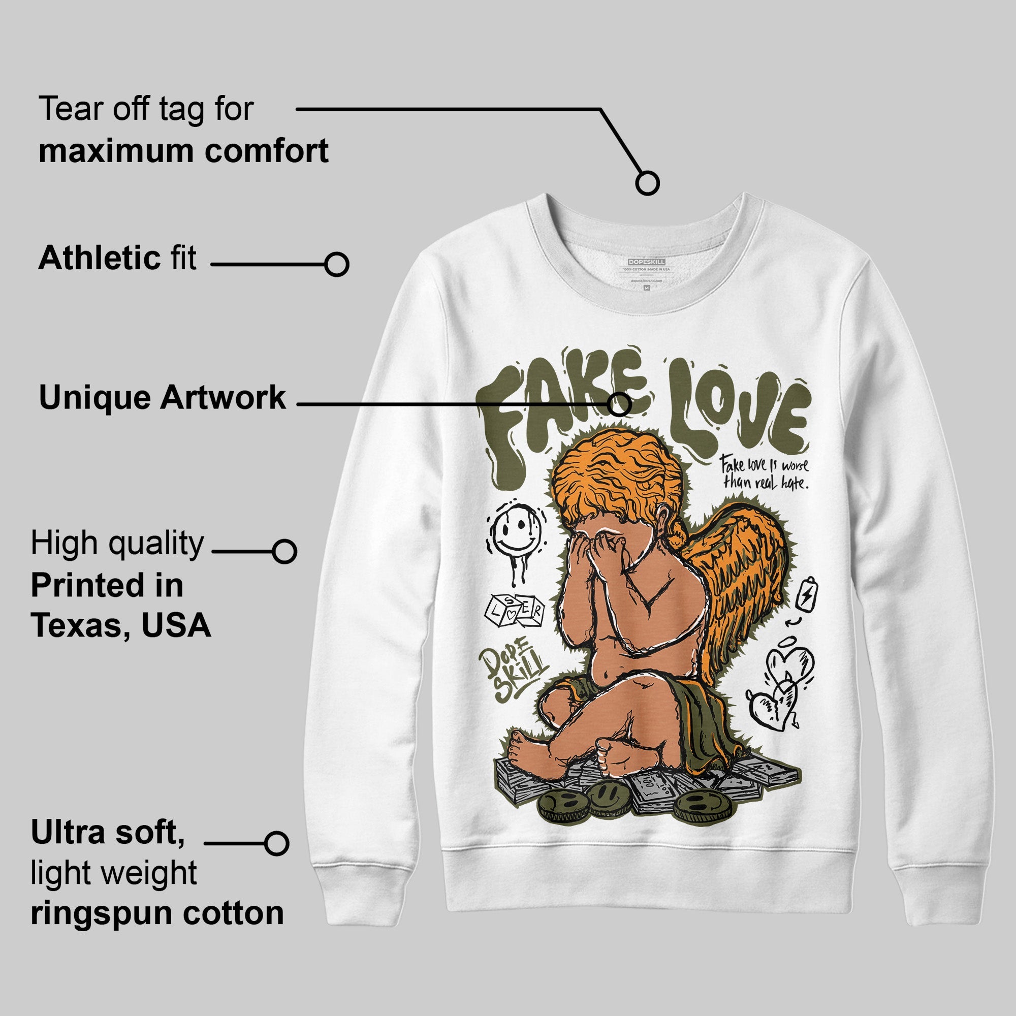 Olive Collection superstreetwear Sweatshirt False Love Graphic