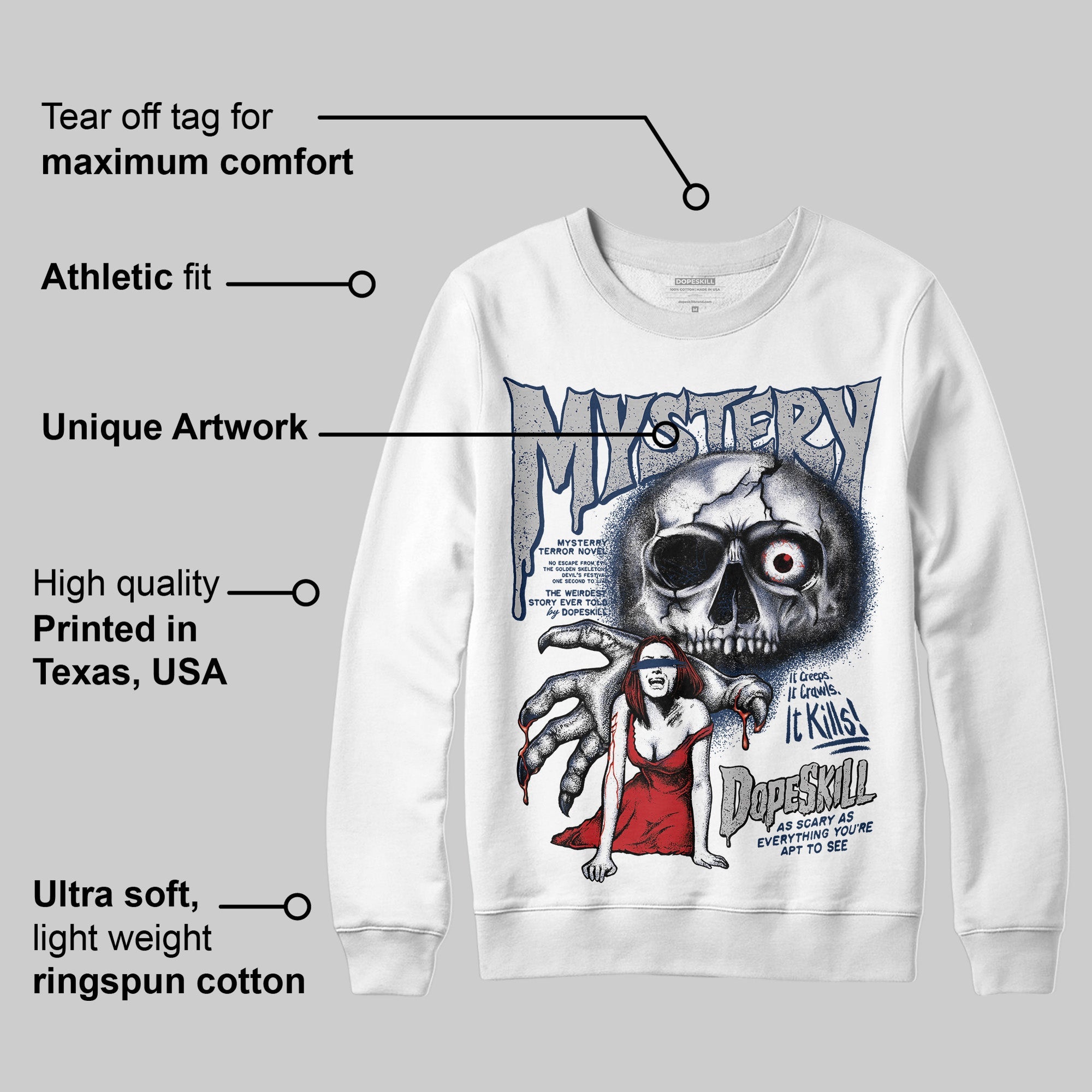Summit White Navy 4s superstreetwear Sweatshirt Mystery Ghostly Grasp Graphic