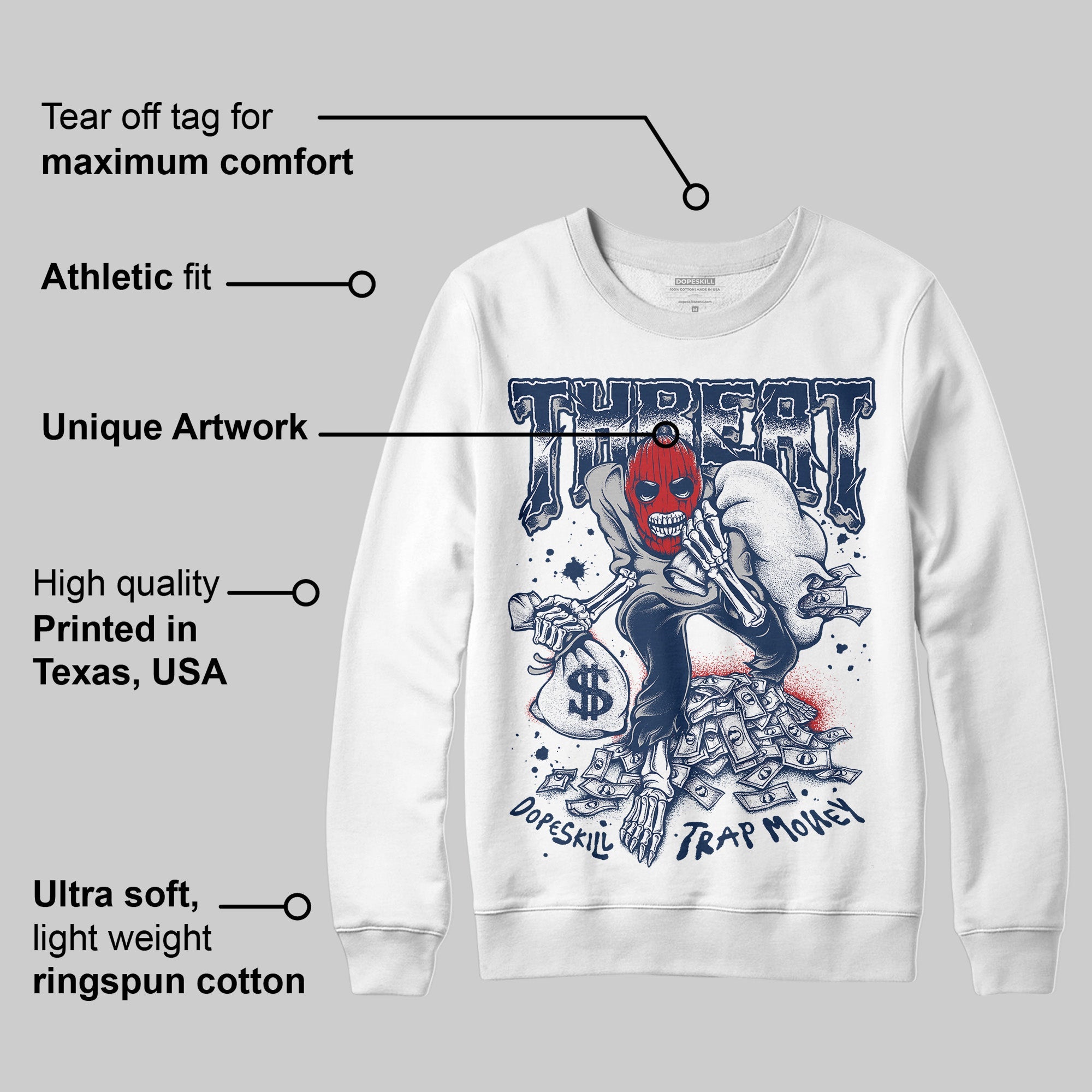 Summit White Navy 4s superstreetwear Sweatshirt Threat Graphic