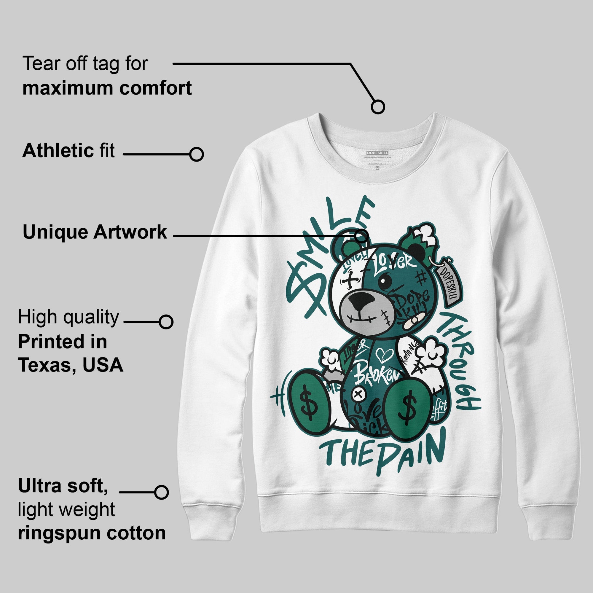 Gel 1130 White Dark Neptune superstreetwear Sweatshirt Smile Through The Pain Graphic