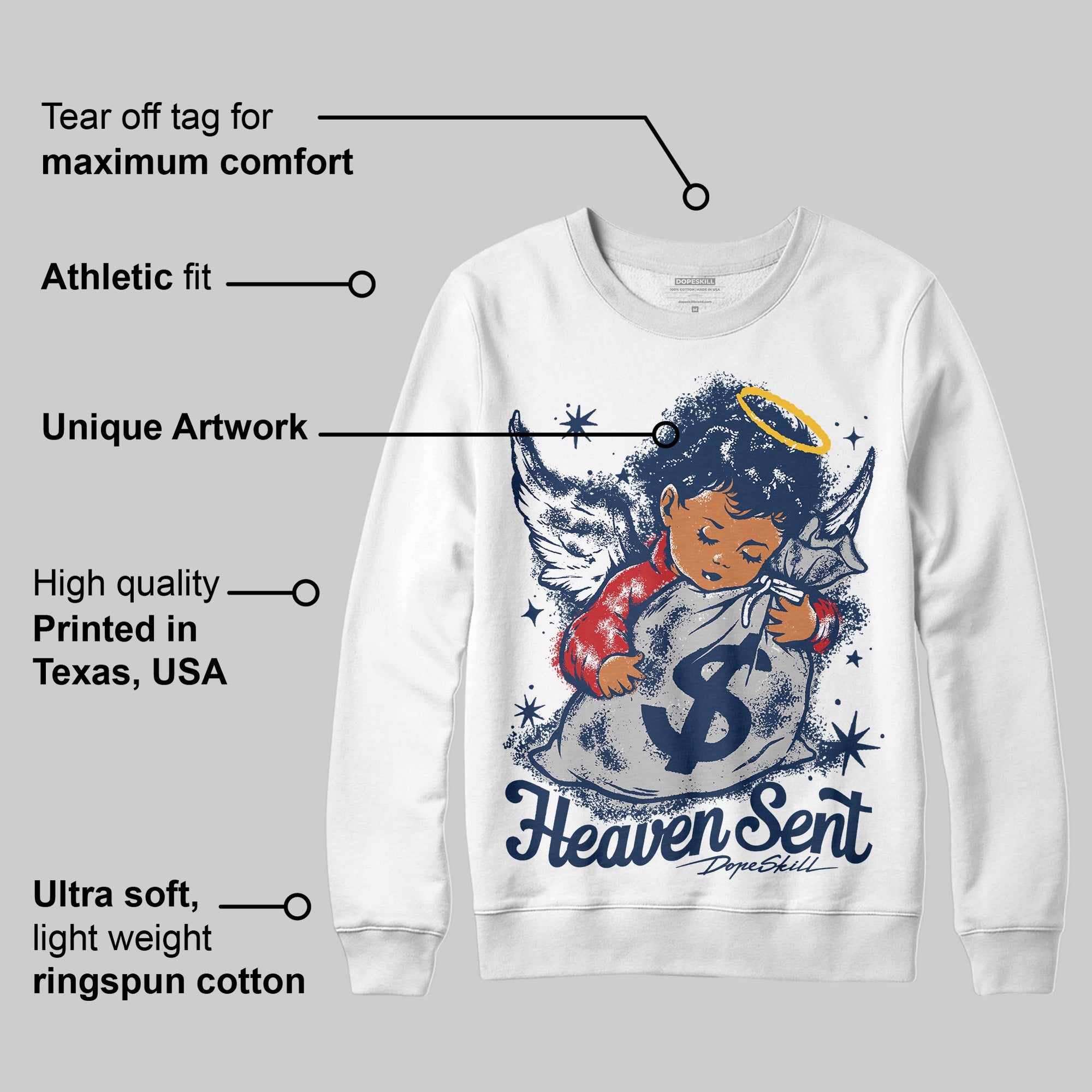 Summit White Navy 4s superstreetwear Sweatshirt Heaven Sent Graphic