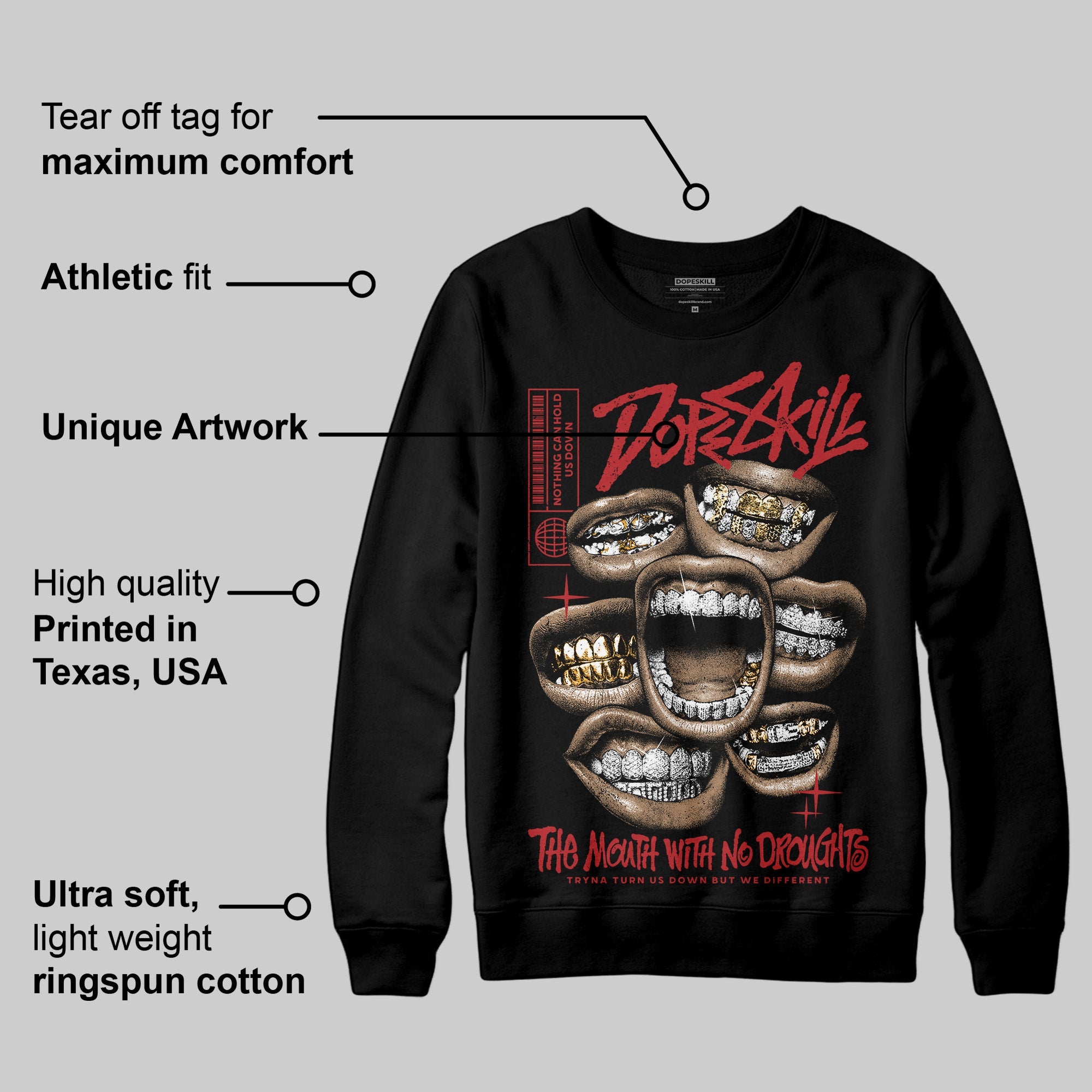 Flu Game 12s superstreetwear Sweatshirt The Mouth With No Droughts Graphic