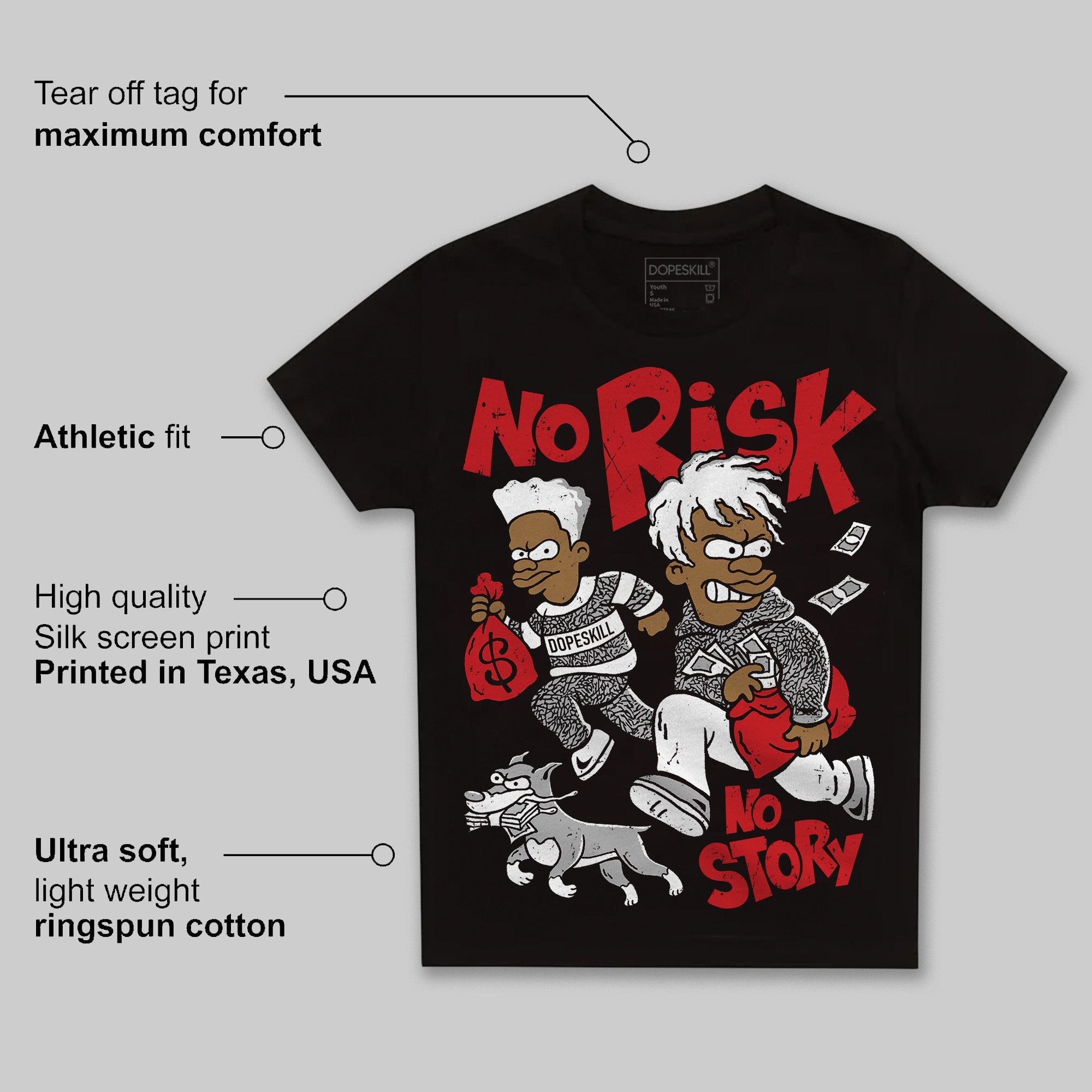 Black Cement 3s superstreetwear Toddler Kids T-shirt No Risk No Story Graphic