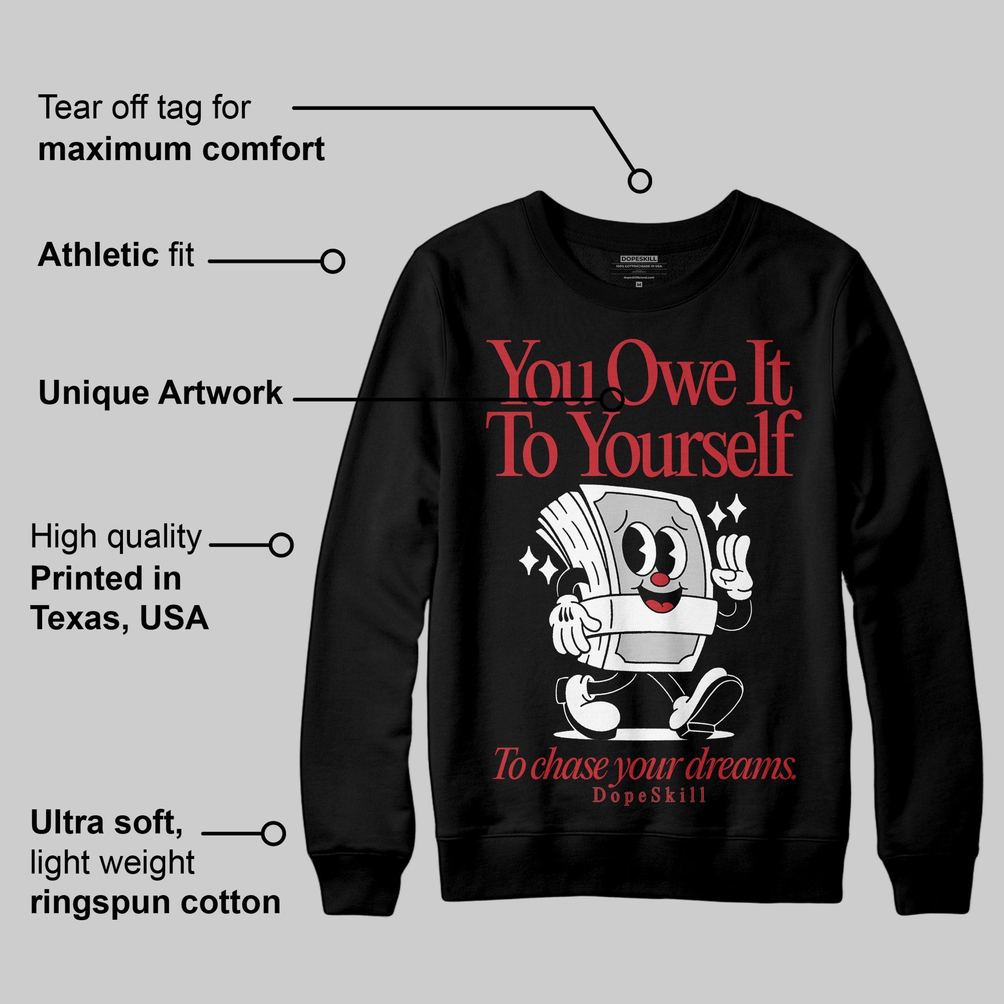 Bred Velvet 11s superstreetwear Sweatshirt Owe It To Yourself Graphic