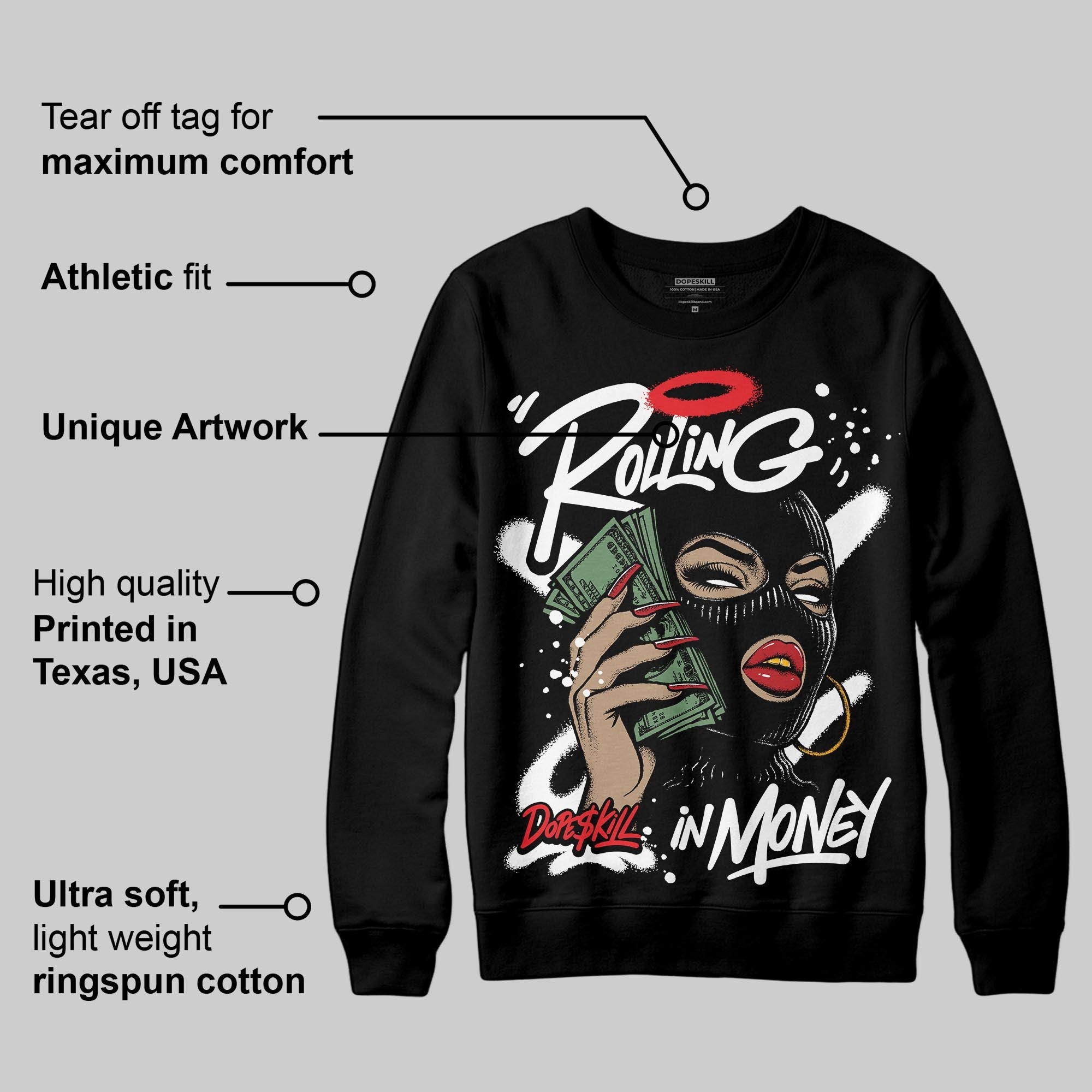 Black and White Collection superstreetwear Sweatshirt Rolling in Money Graphic