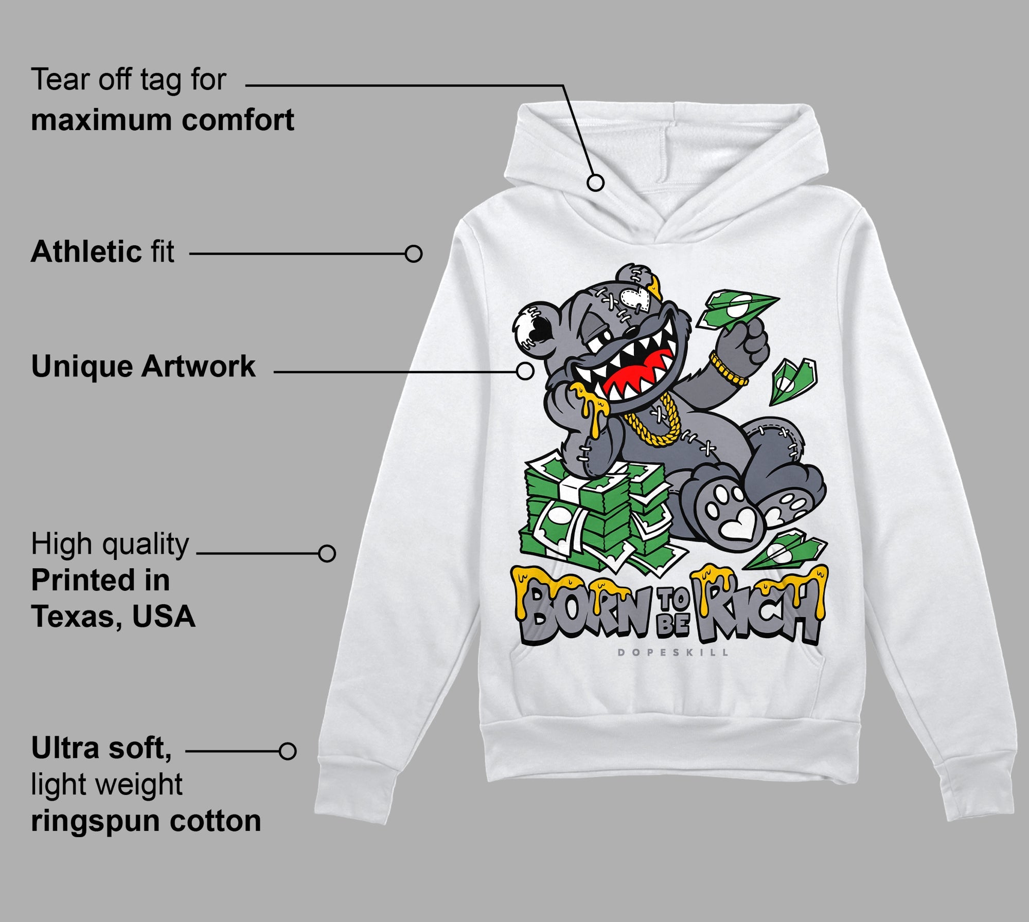 Stealth 14s superstreetwear Hoodie Sweatshirt Born To Be Rich Graphic
