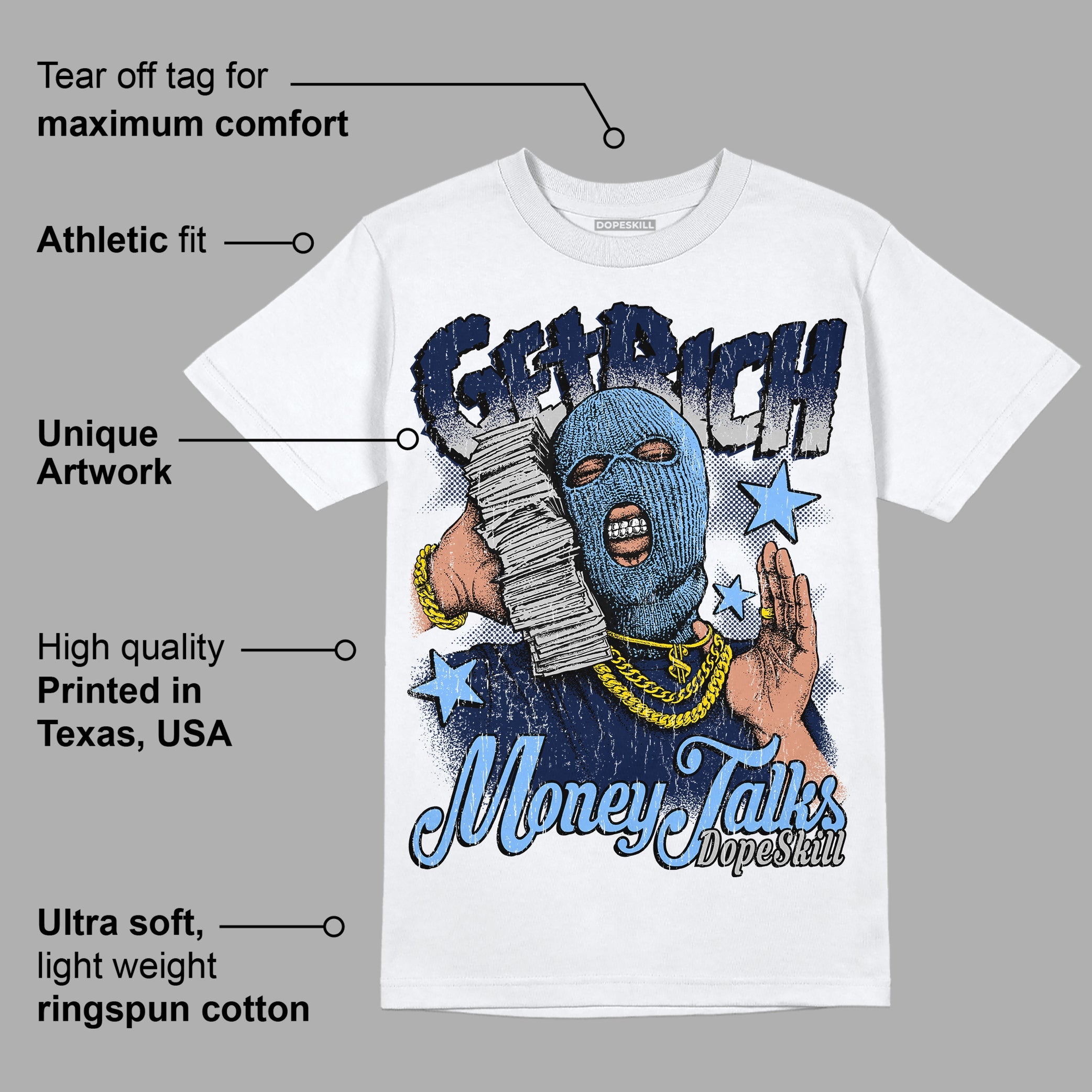 Midnight Navy 5s superstreetwear T-Shirt Get Rich Graphic