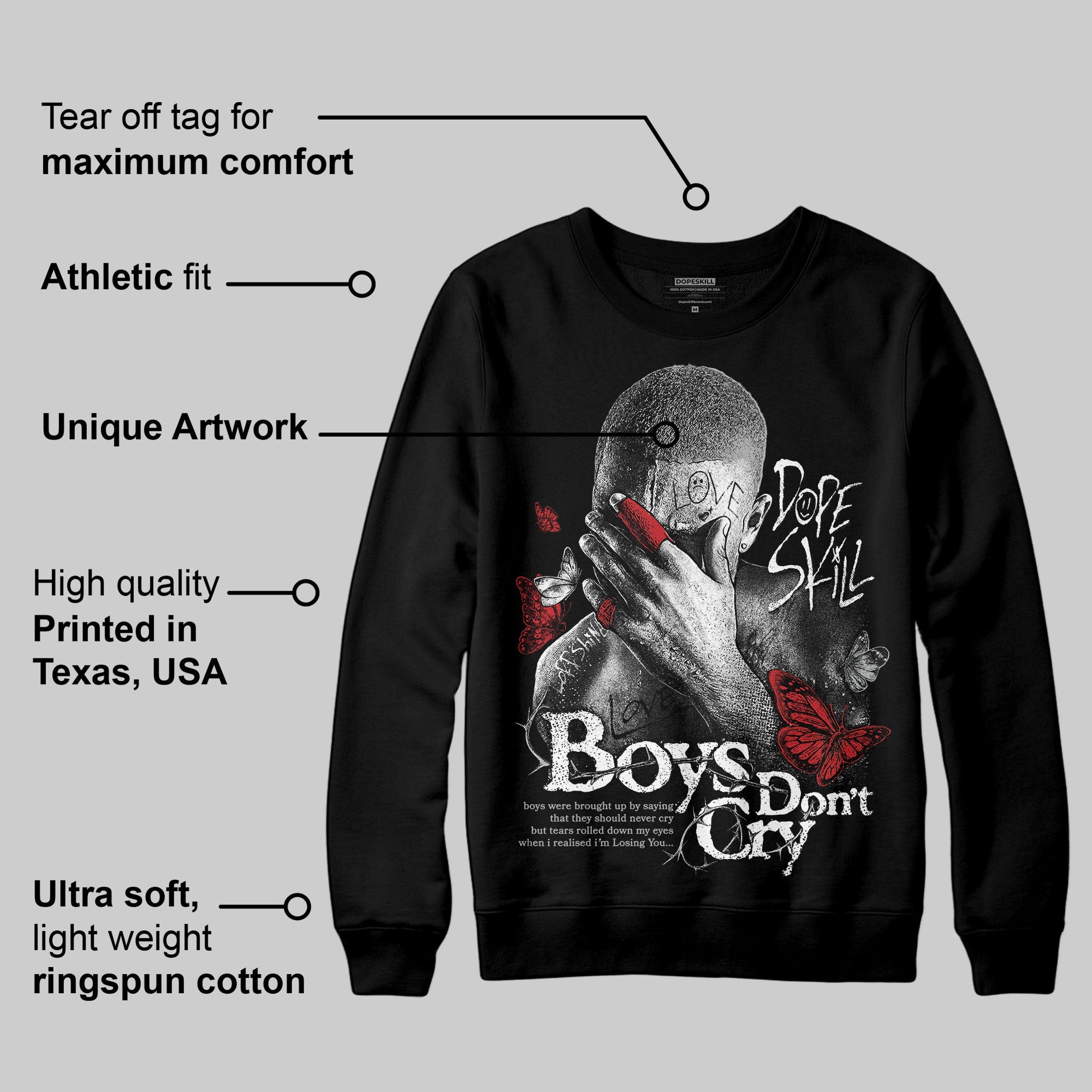 Black Cement 3s superstreetwear Sweatshirt Boys Don't Cry Graphic