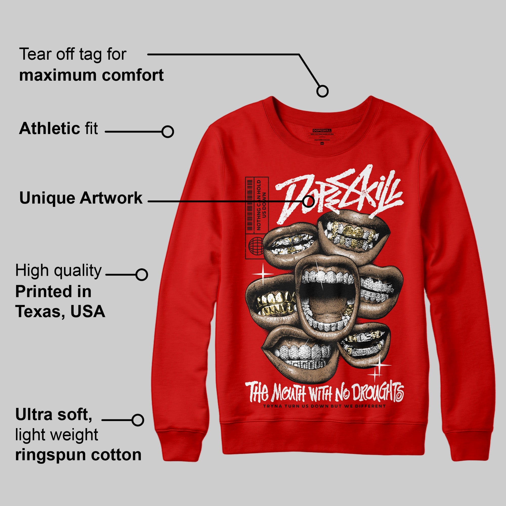 Bred Velvet 11s superstreetwear Red Sweatshirt The Mouth With No Droughts Graphic