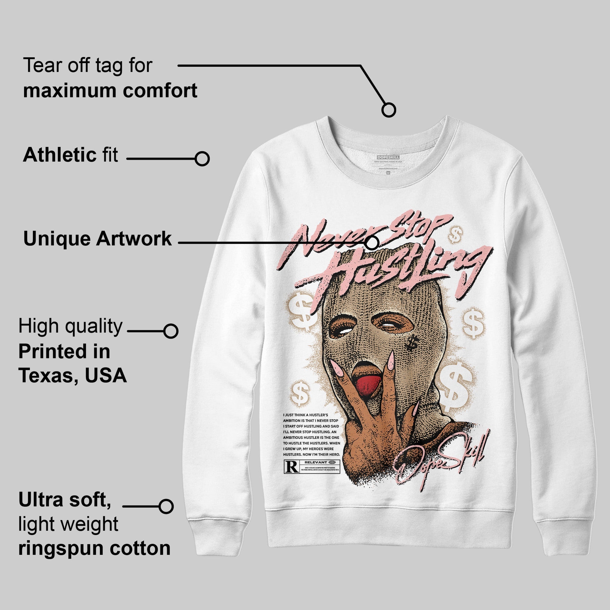 AIR FORCE 1 LINEN superstreetwear Sweatshirt Never Stop Hustling Graphic