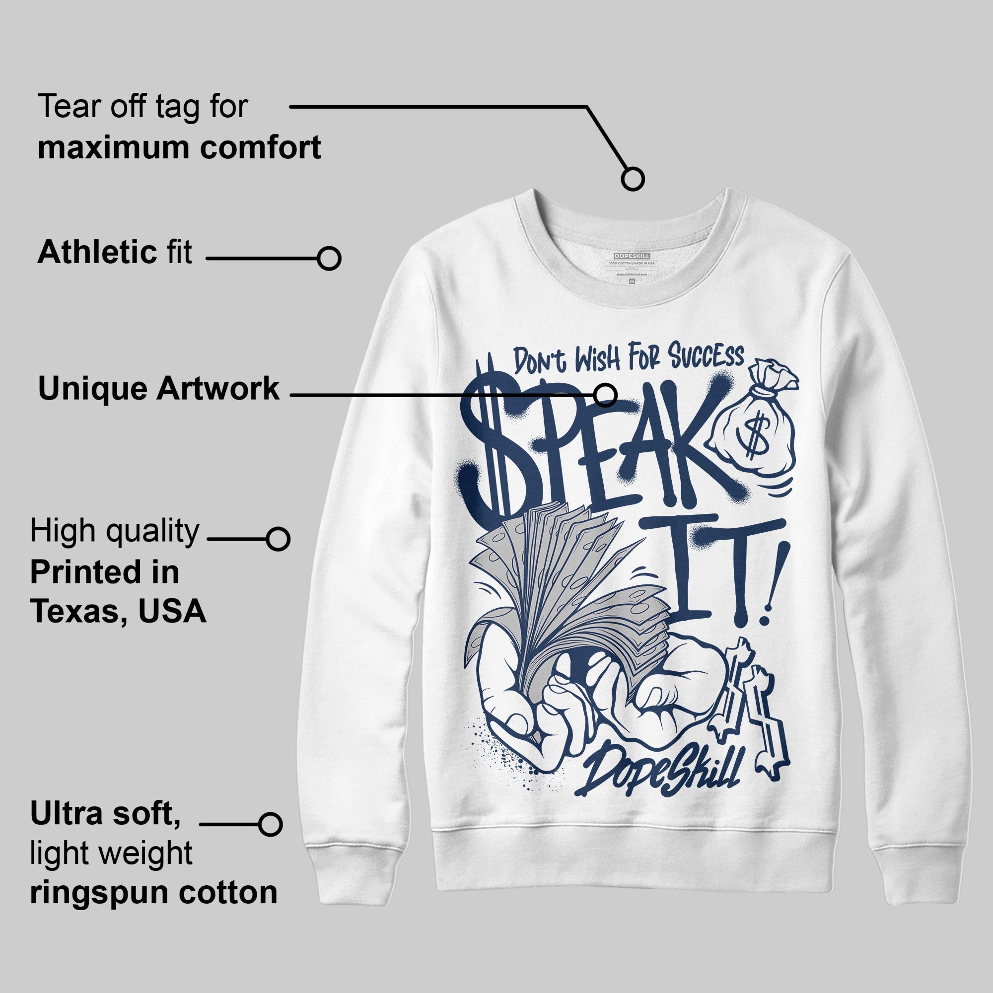 Summit White Navy 4s superstreetwear Sweatshirt Speak It Graphic
