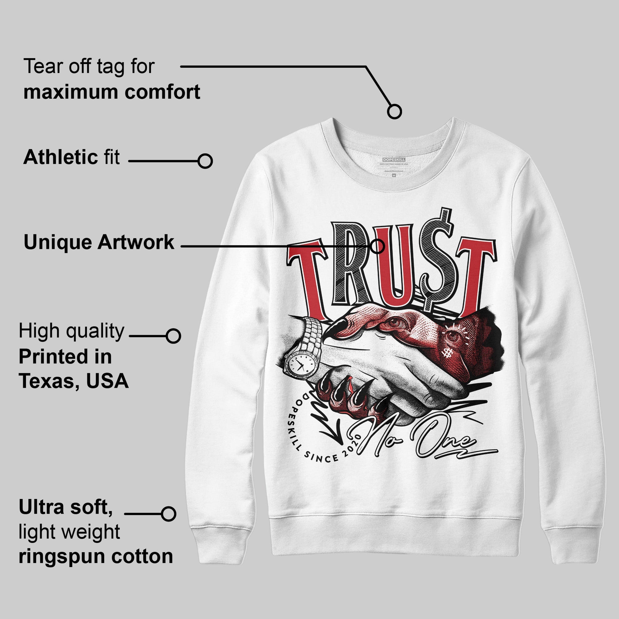 Bred 11s superstreetwear Sweatshirt Trust No One Graphic
