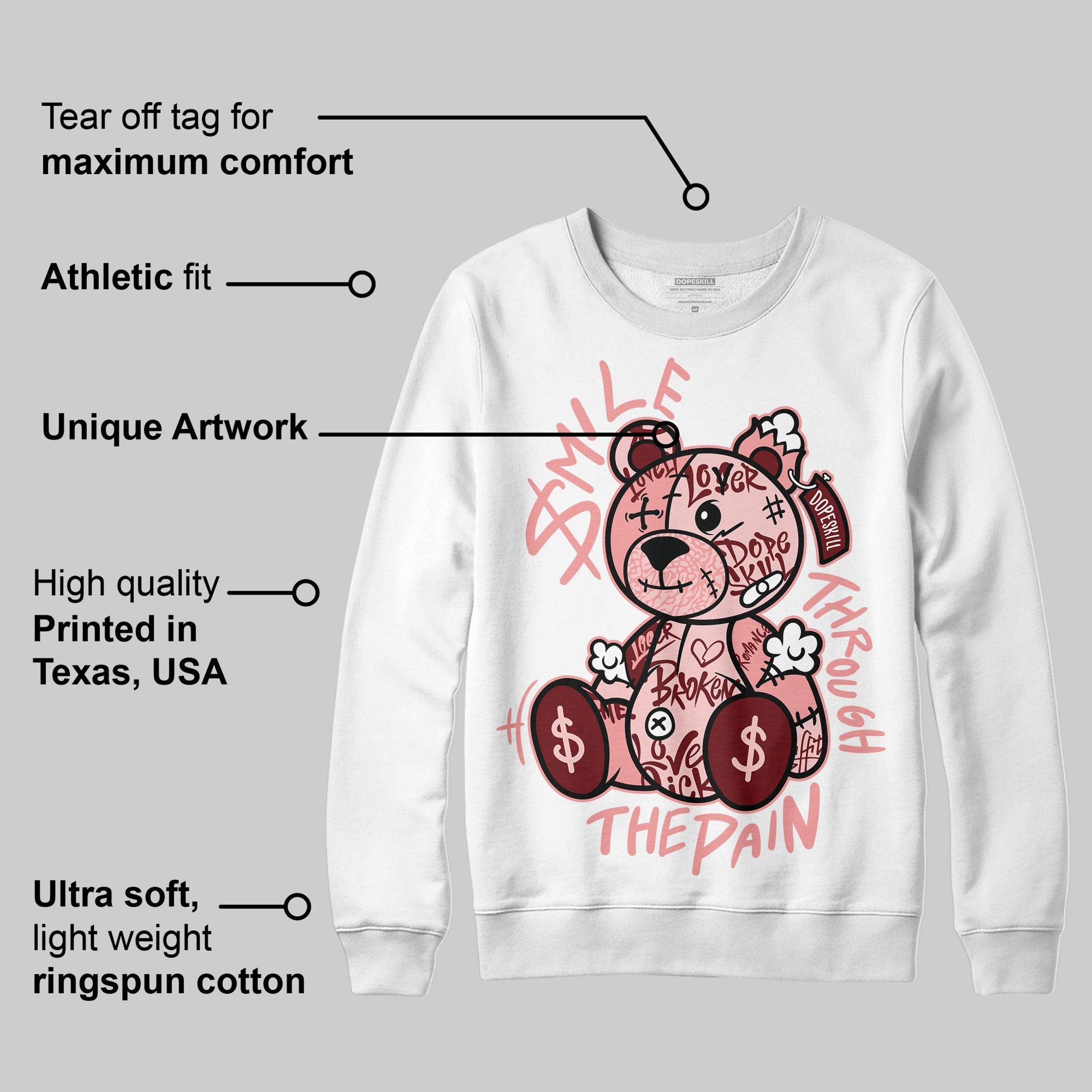 VALENTINE'S Day 3s superstreetwear Sweatshirt Smile Through The Pain Graphic