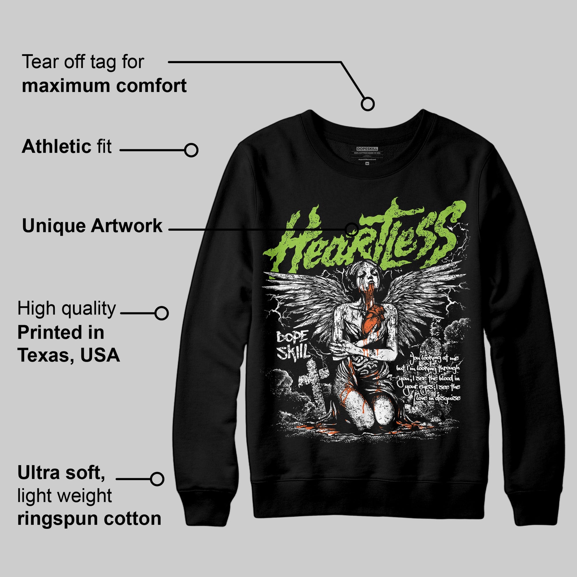 Neon Green Collection superstreetwear Sweatshirt Heartless Graphic