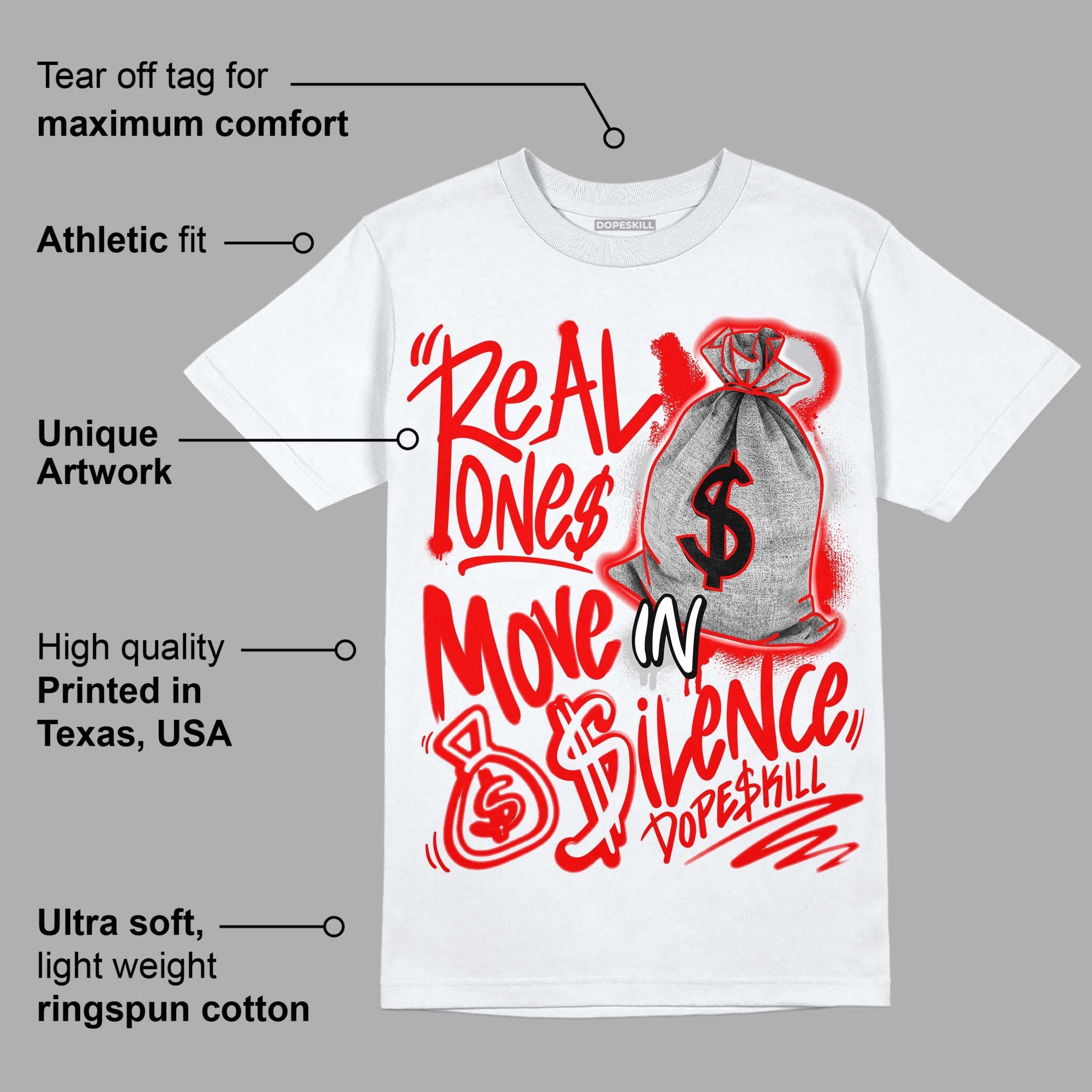 Cherry 12s superstreetwear T-Shirt Real Ones Move In Silence Graphic