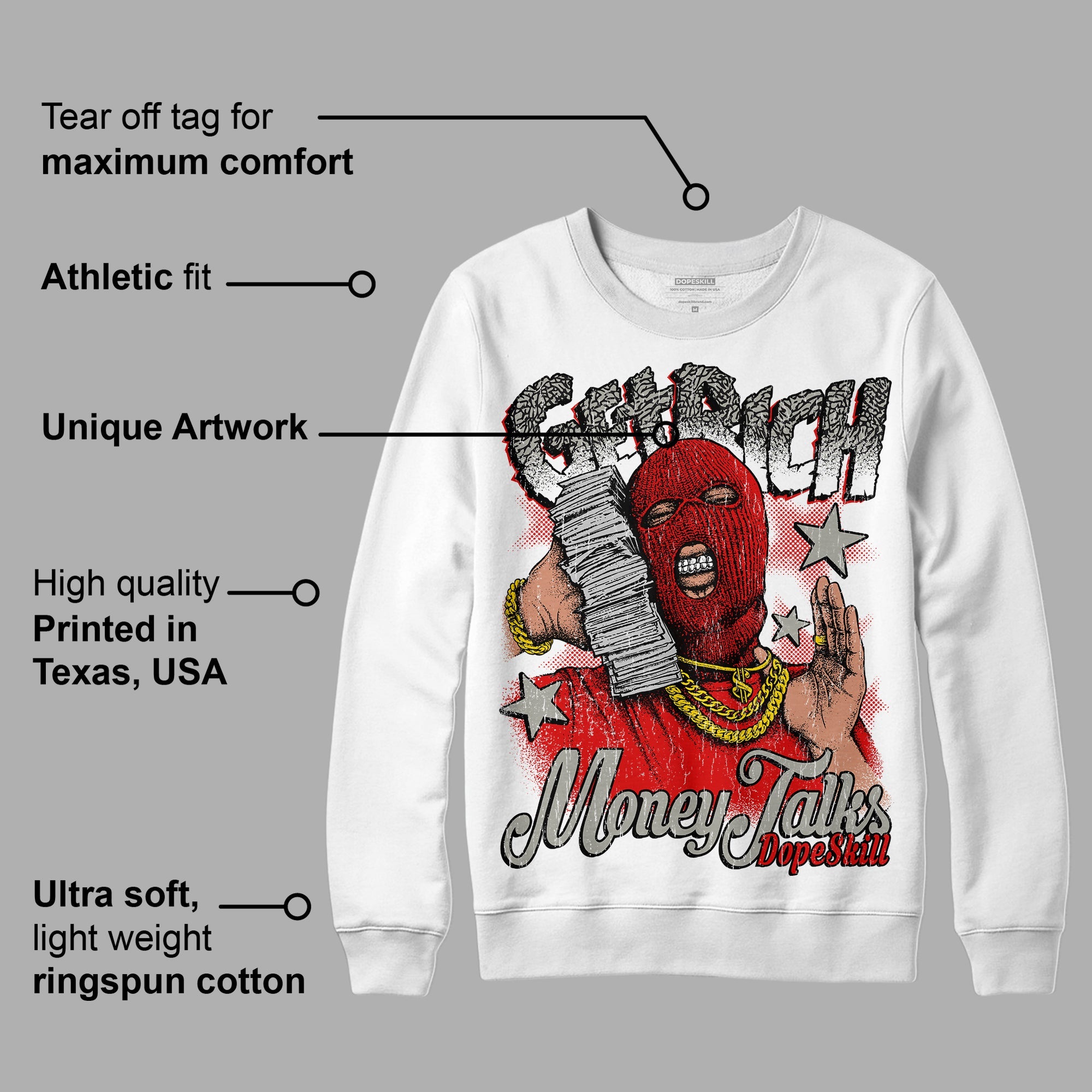 Fire Red 3s superstreetwear Sweatshirt Get Rich Graphic