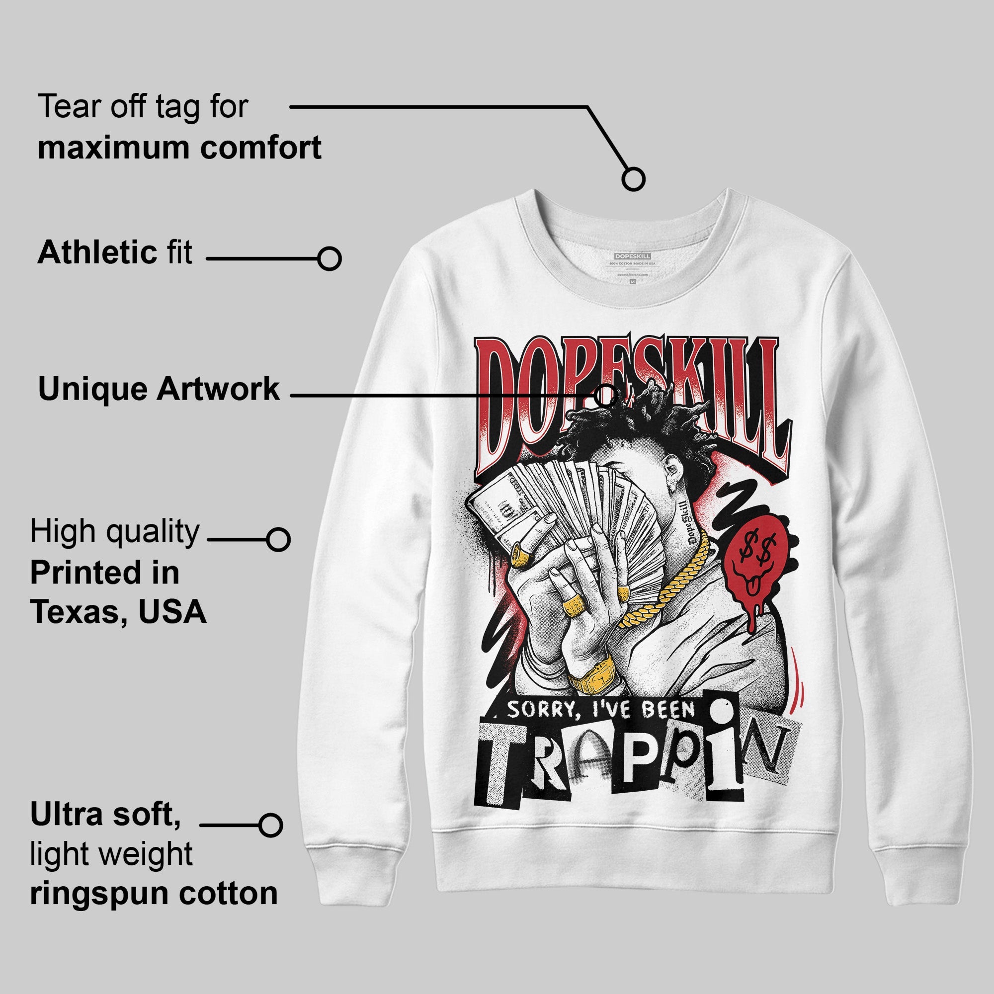 Bred 11s superstreetwear Sweatshirt Sorry I've Been Trappin Graphic