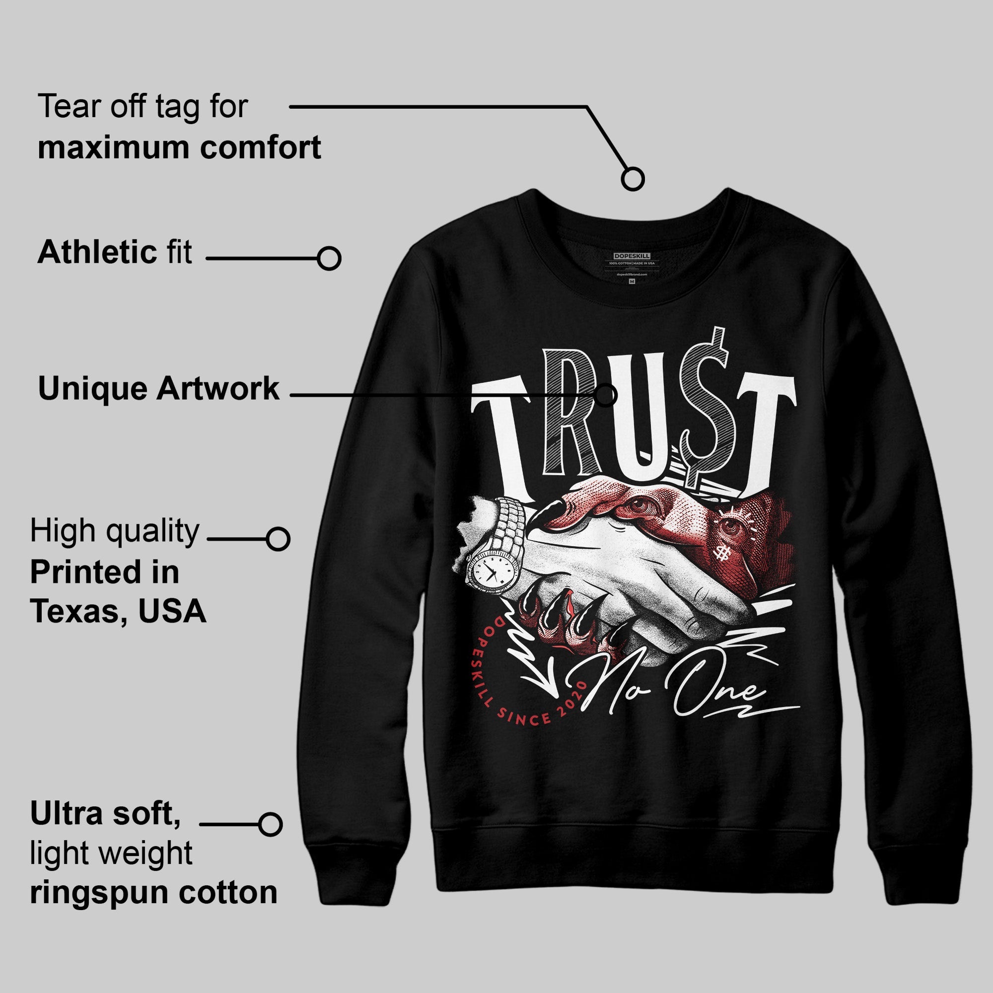 Bred Velvet 11s superstreetwear Sweatshirt Trust No One Graphic