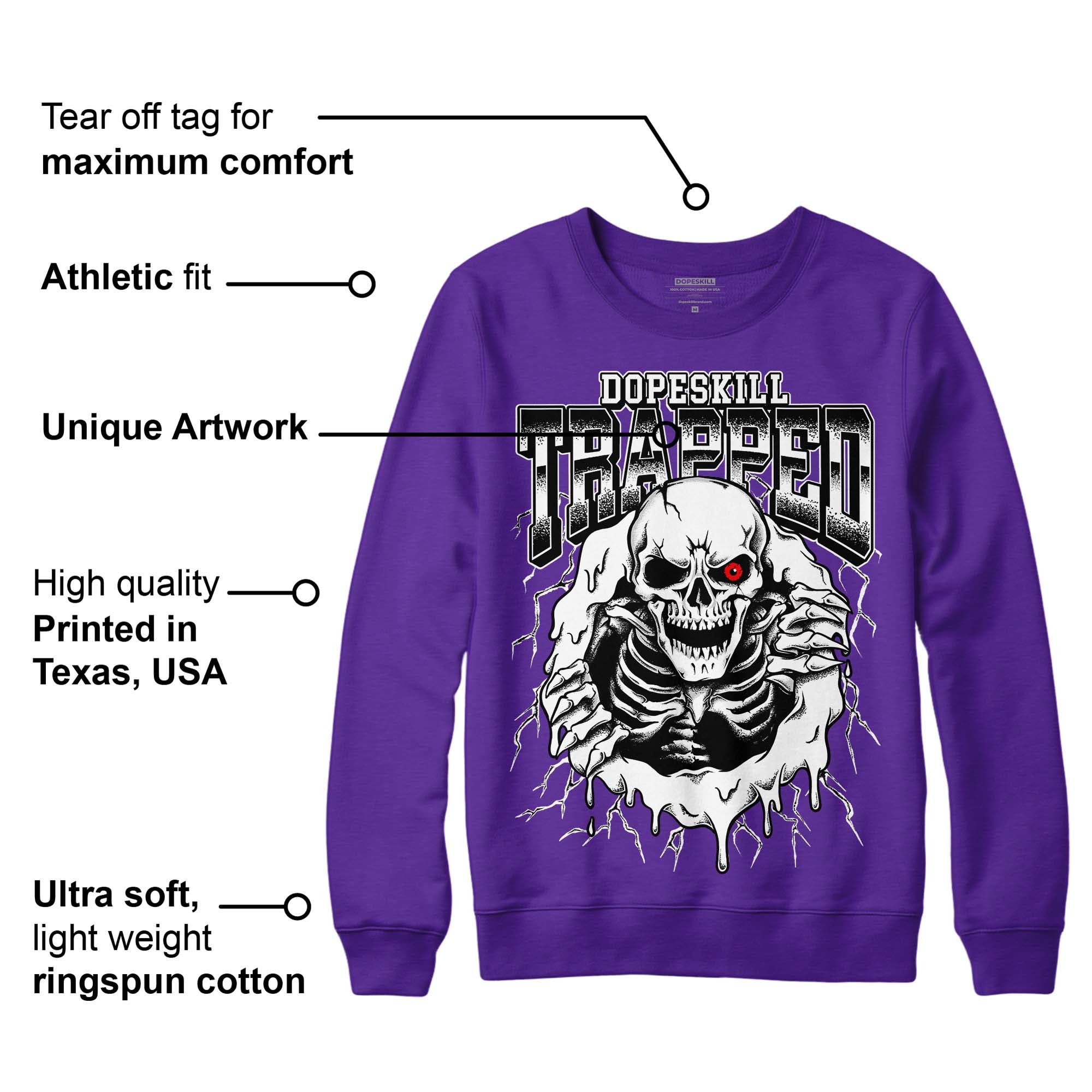 PURPLE Collection superstreetwear Purple Sweatshirt Trapped Halloween Graphic
