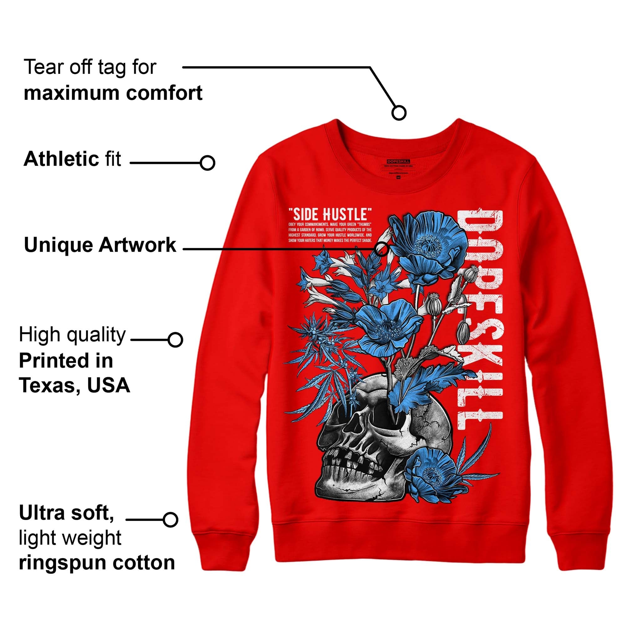 Cherry 11s superstreetwear Varsity Red Sweatshirt Side Hustle Graphic