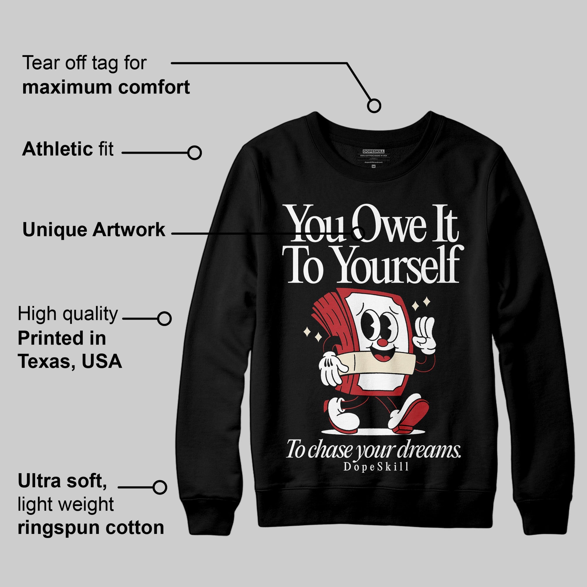 Black Toe Reimagined 1s superstreetwear Sweatshirt Owe It To Yourself Graphic