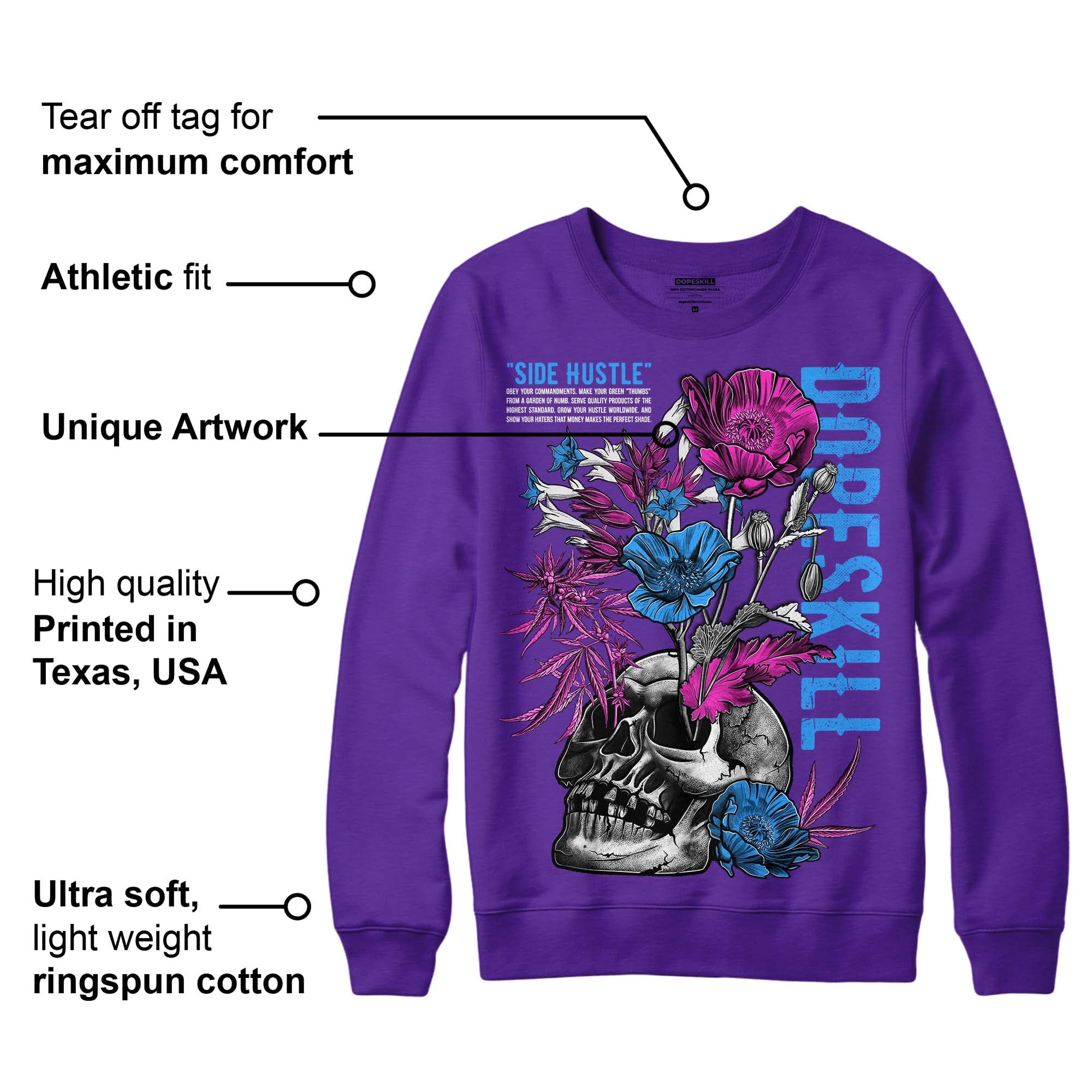 Court Purple 13s superstreetwear Purple Sweatshirt Side Hustle Graphic