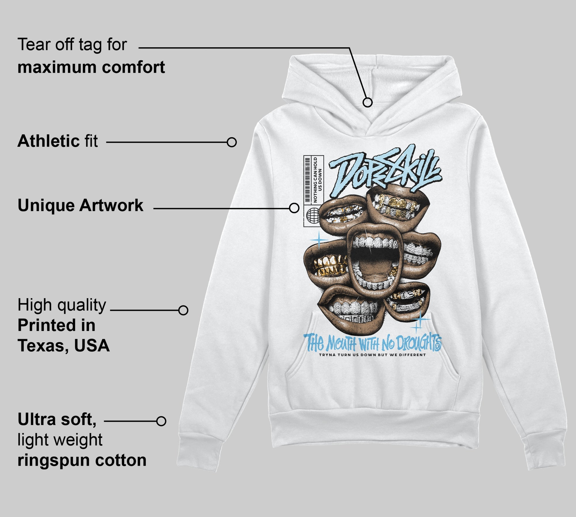 Legend Blue 11s superstreetwear Hoodie Sweatshirt The Mouth With No Droughts Graphic