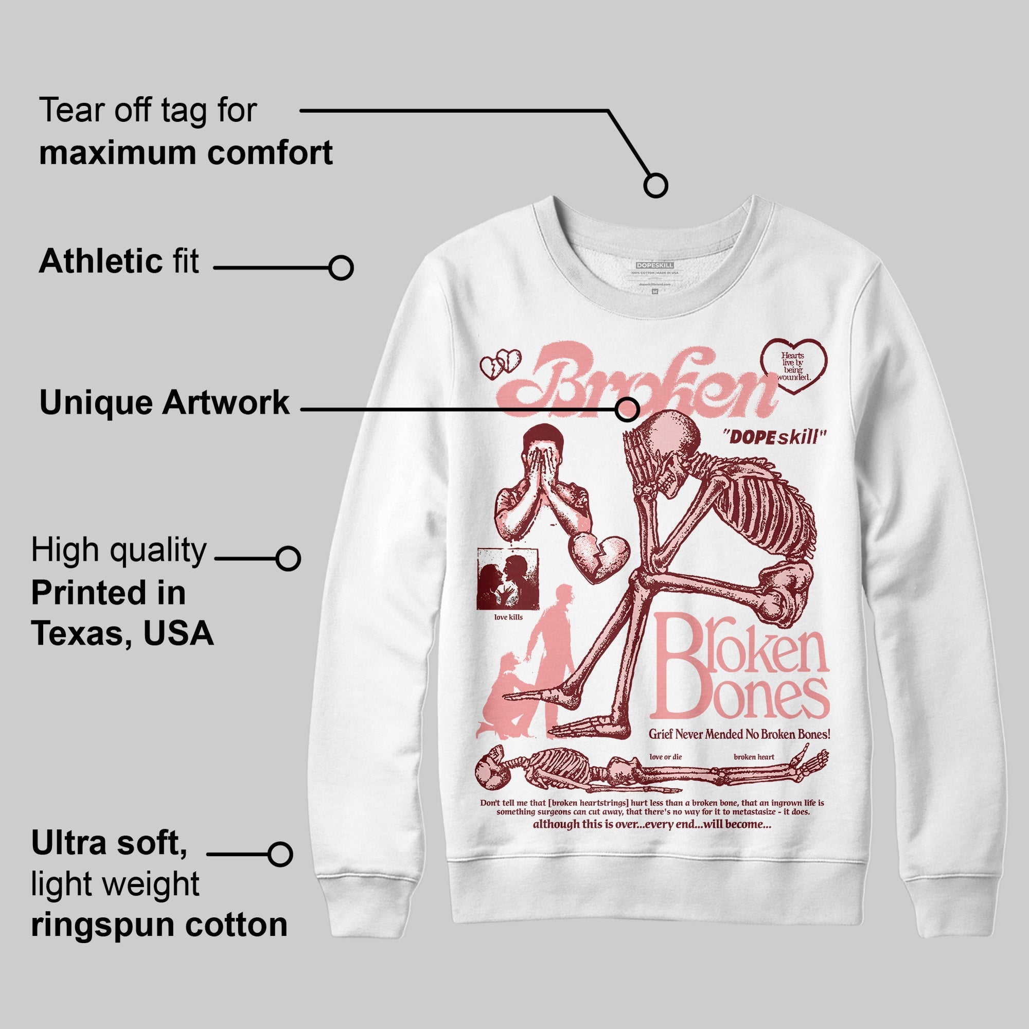 VALENTINE'S Day 3s superstreetwear Sweatshirt Broken Bones Graphic