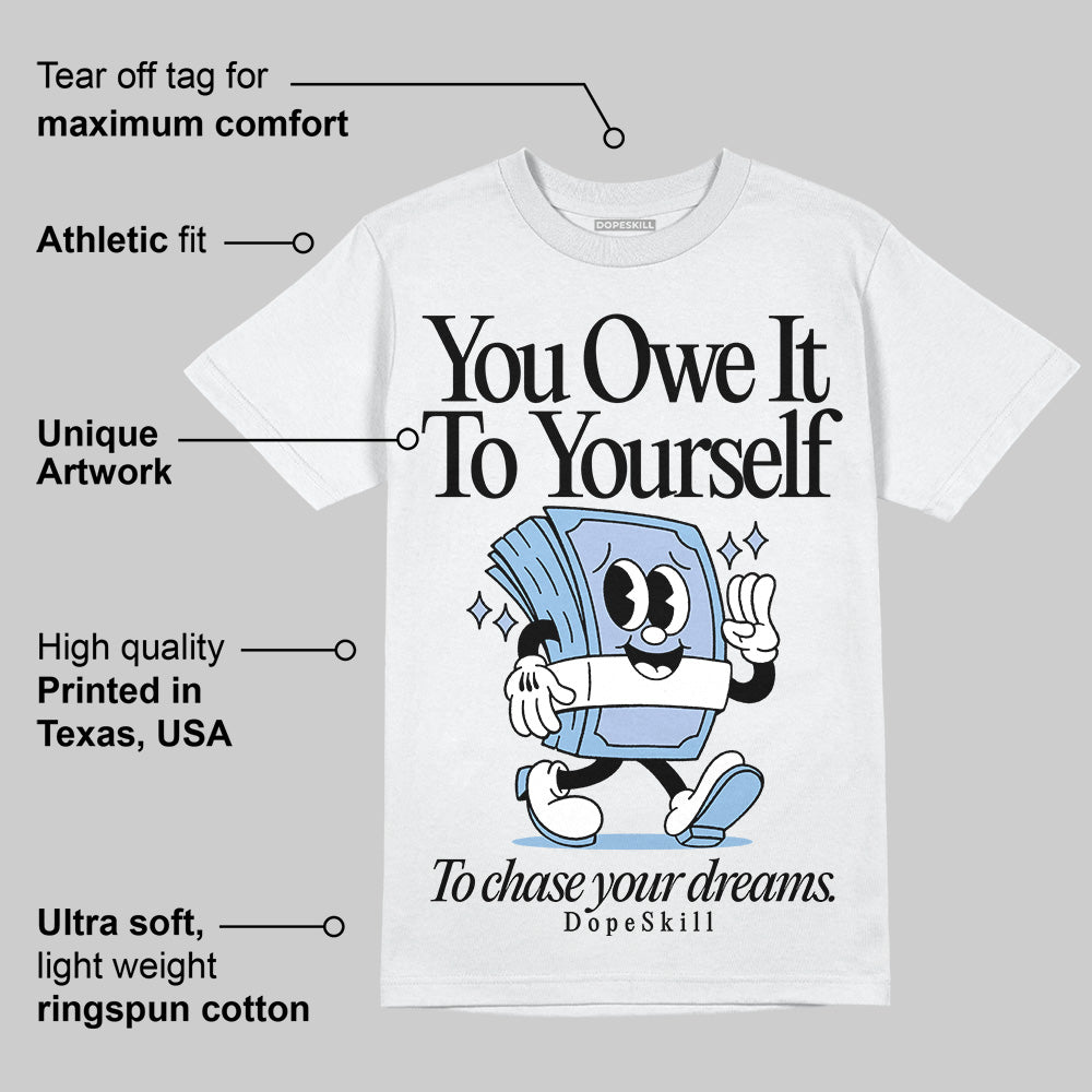 Women's Runner Sneaker Light Blue superstreetwear T-Shirt Owe It To Yourself Graphic