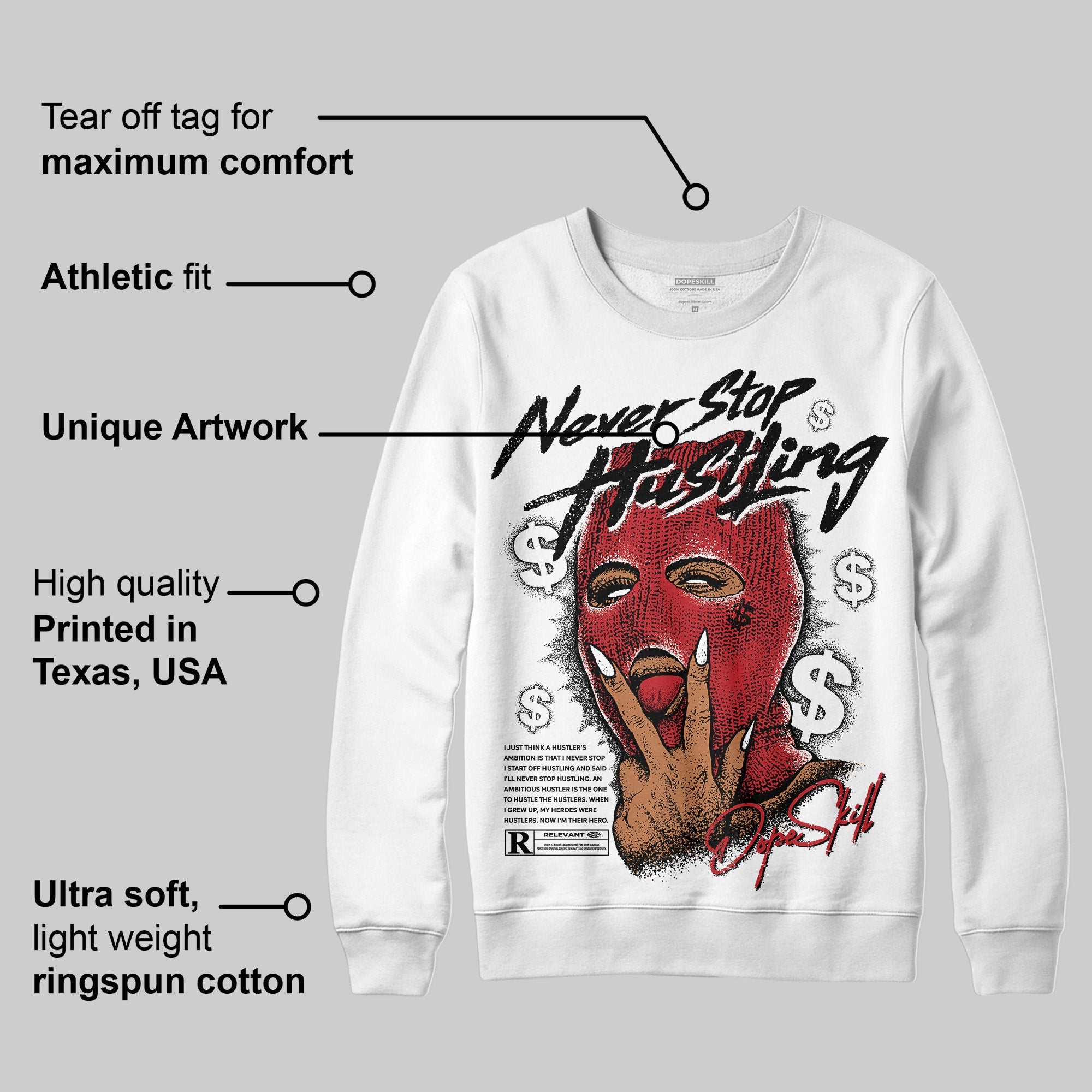 Bred 11s superstreetwear Sweatshirt Never Stop Hustling Graphic