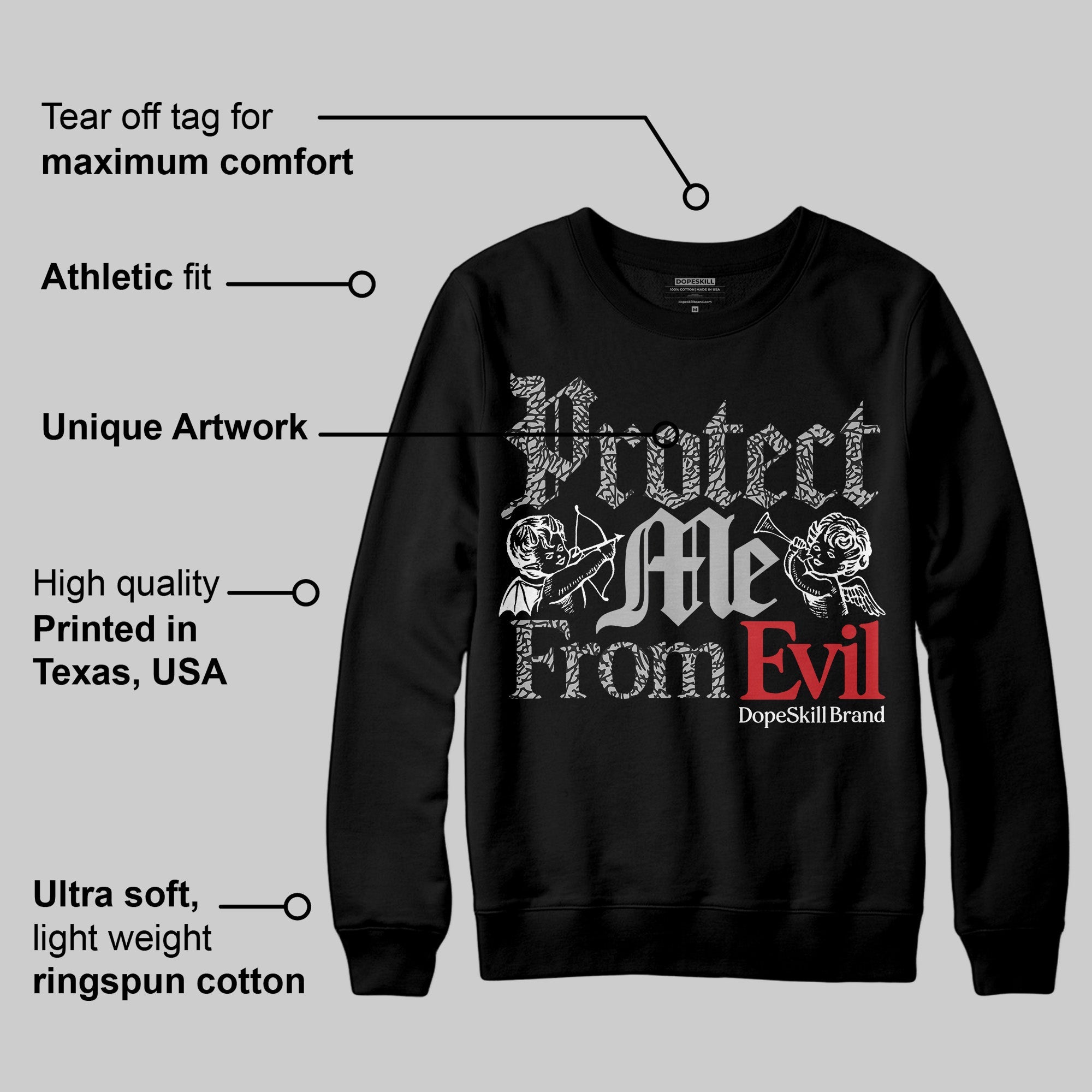 Black Cement 3s superstreetwear Sweatshirt Protect Me From Evil Graphic