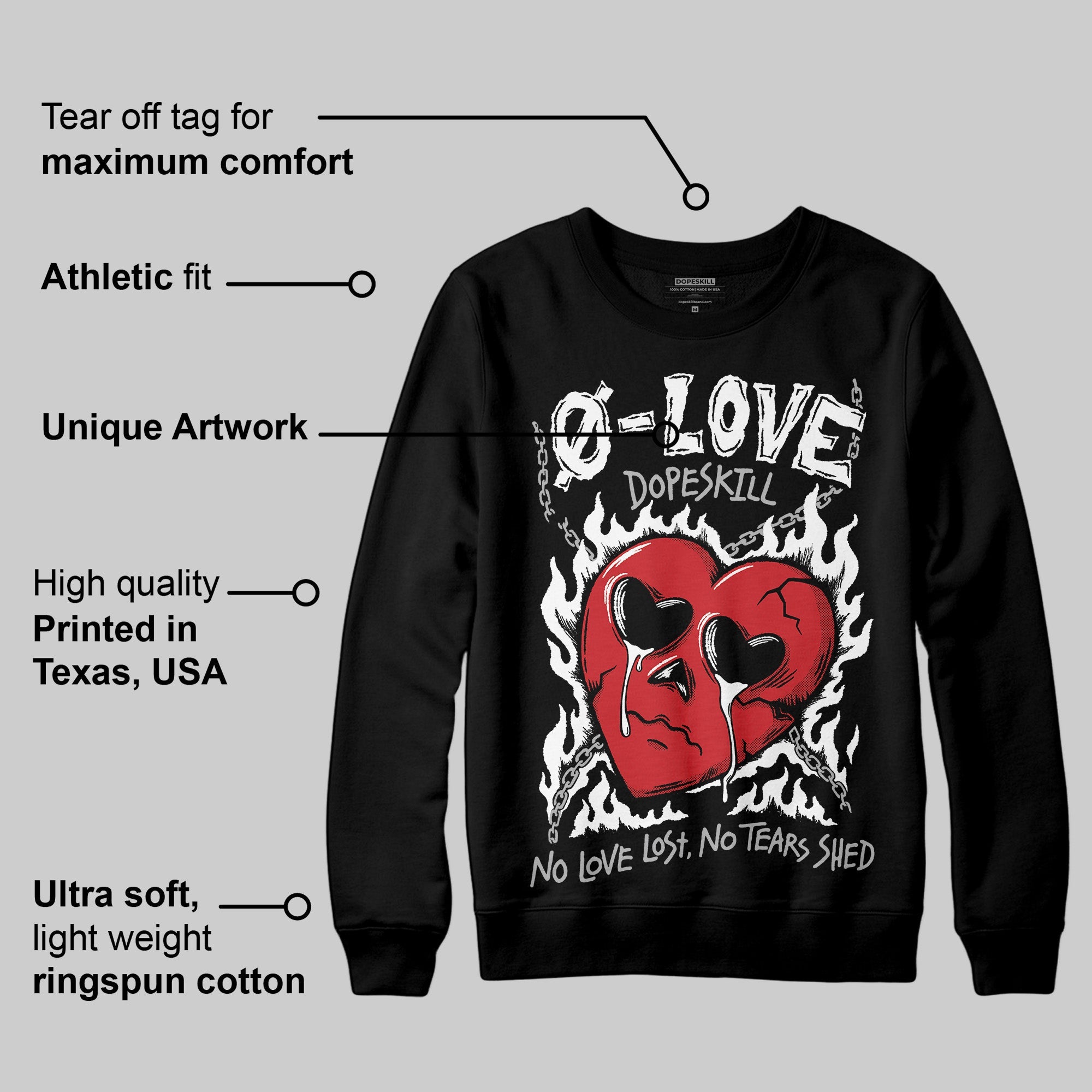 Black Cement 3s superstreetwear Sweatshirt Crying Heart Graphic