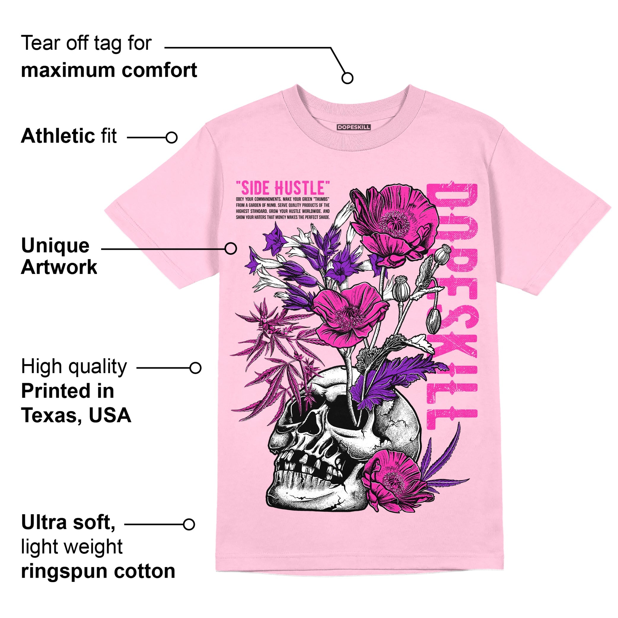 Pink Collection superstreetwear Pink T-shirt Side Hustle Graphic