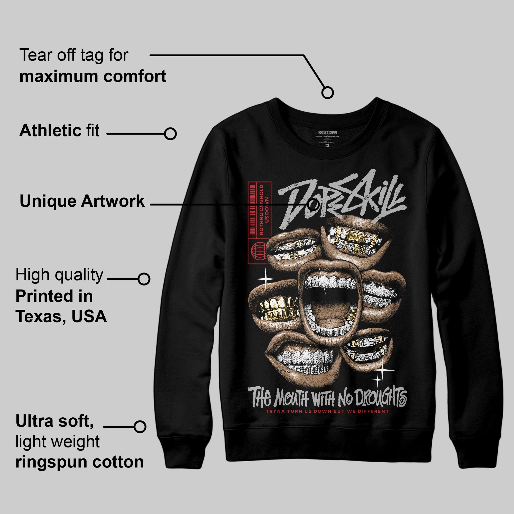 Black Cement 3s superstreetwear Sweatshirt The Mouth With No Droughts Graphic