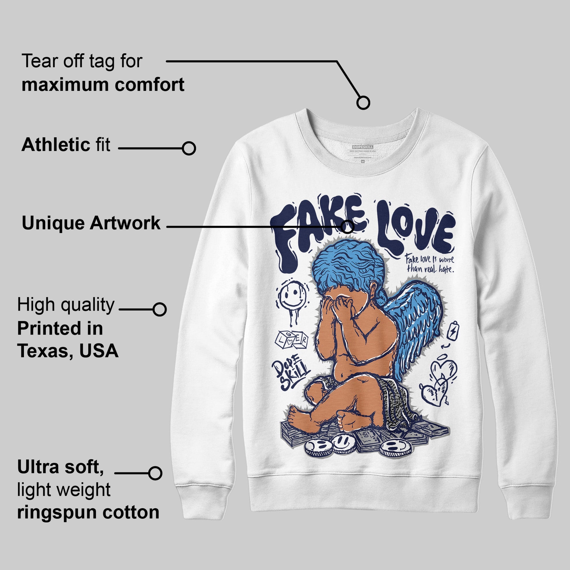 Midnight Navy 3s superstreetwear Sweatshirt False Love Graphic