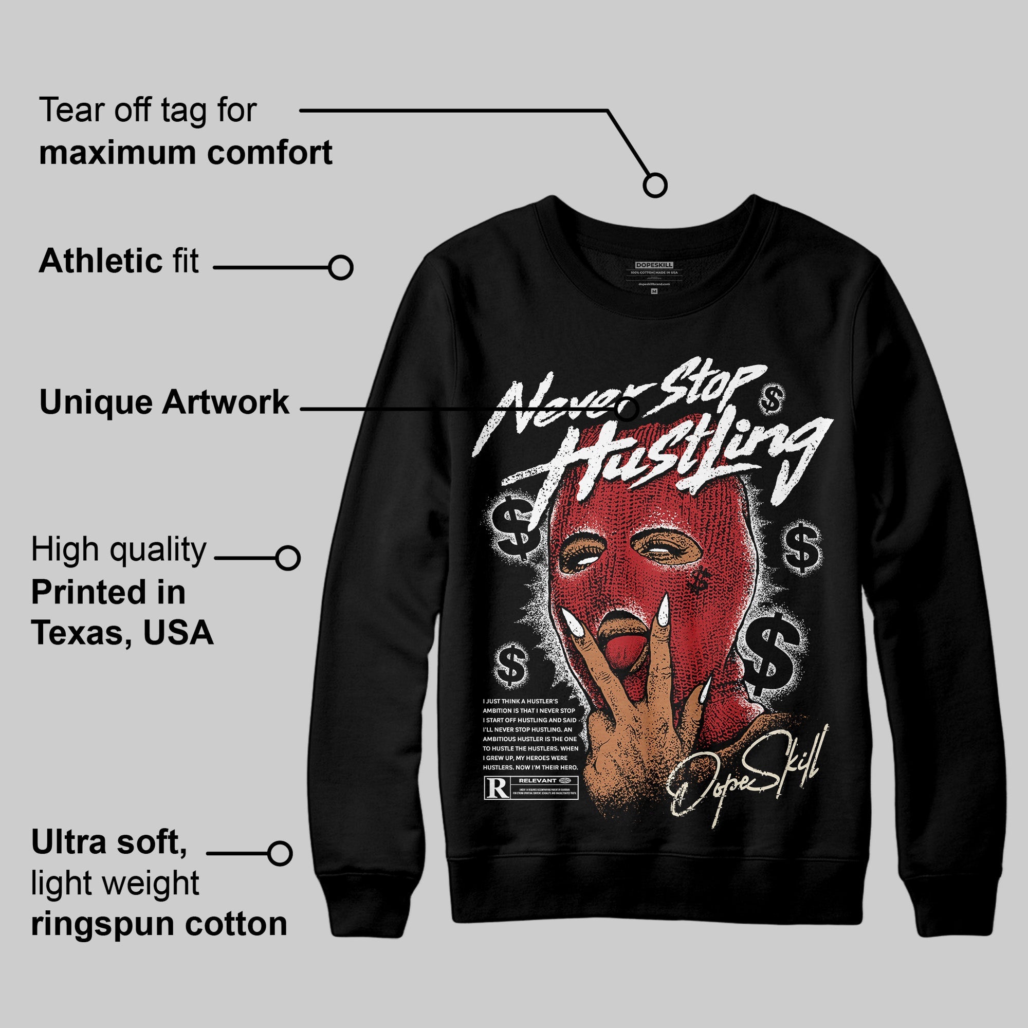 Black Toe Reimagined 1s superstreetwear Sweatshirt Never Stop Hustling Graphic