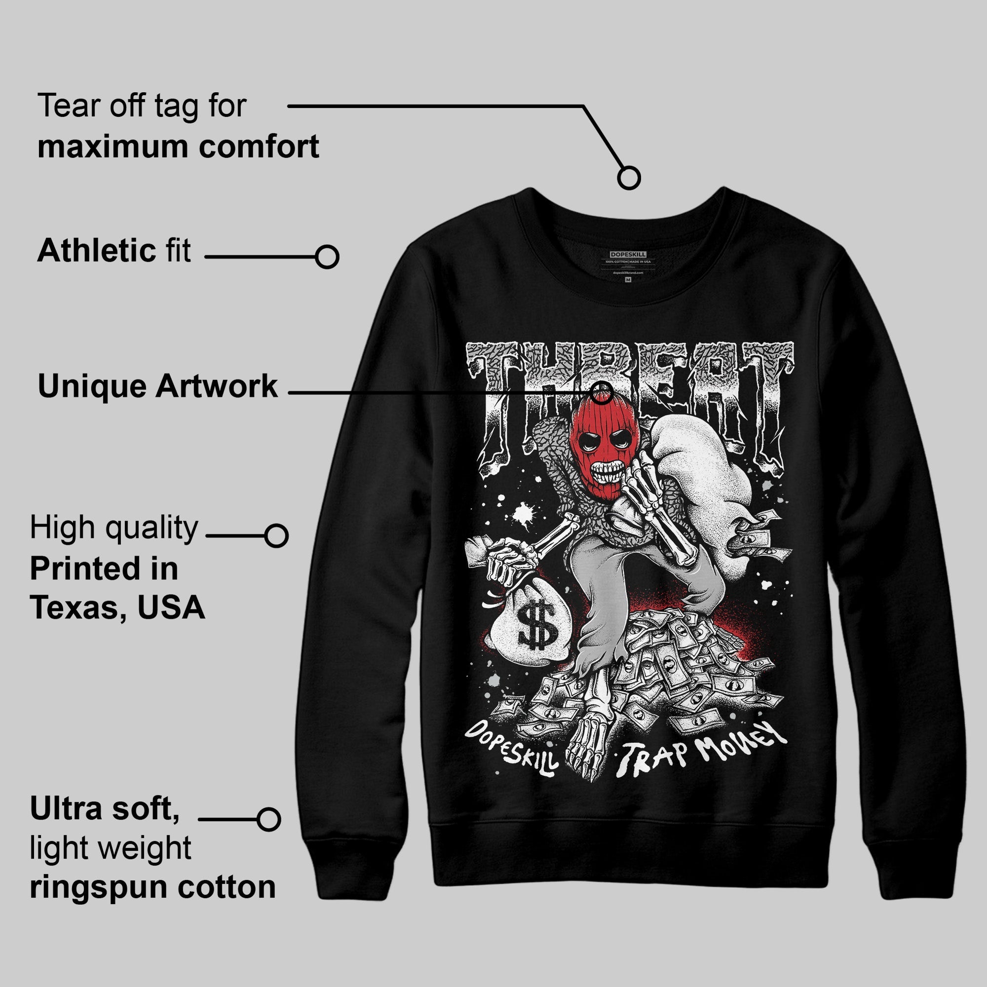 Black Cement 3s superstreetwear Sweatshirt Threat Graphic