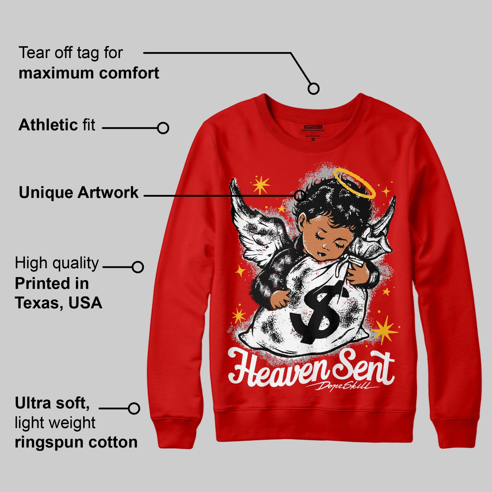 Bred Velvet 11s superstreetwear Red Sweatshirt Heaven Sent Graphic
