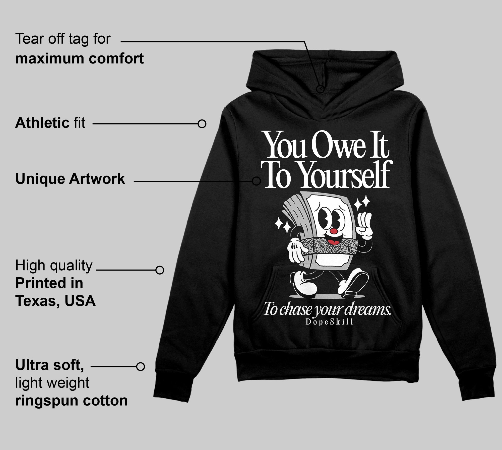 Black Cement 3s superstreetwear Hoodie Sweatshirt Owe It To Yourself Graphic