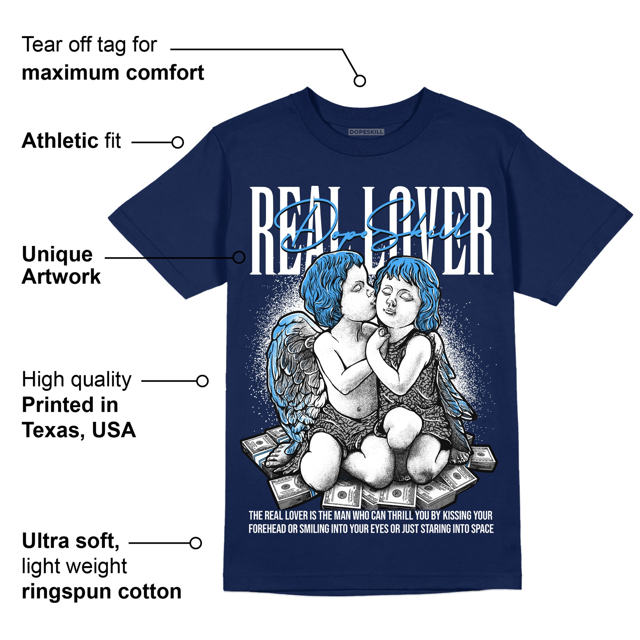 Midnight Navy 3s superstreetwear Navy T-shirt Real Lover Graphic