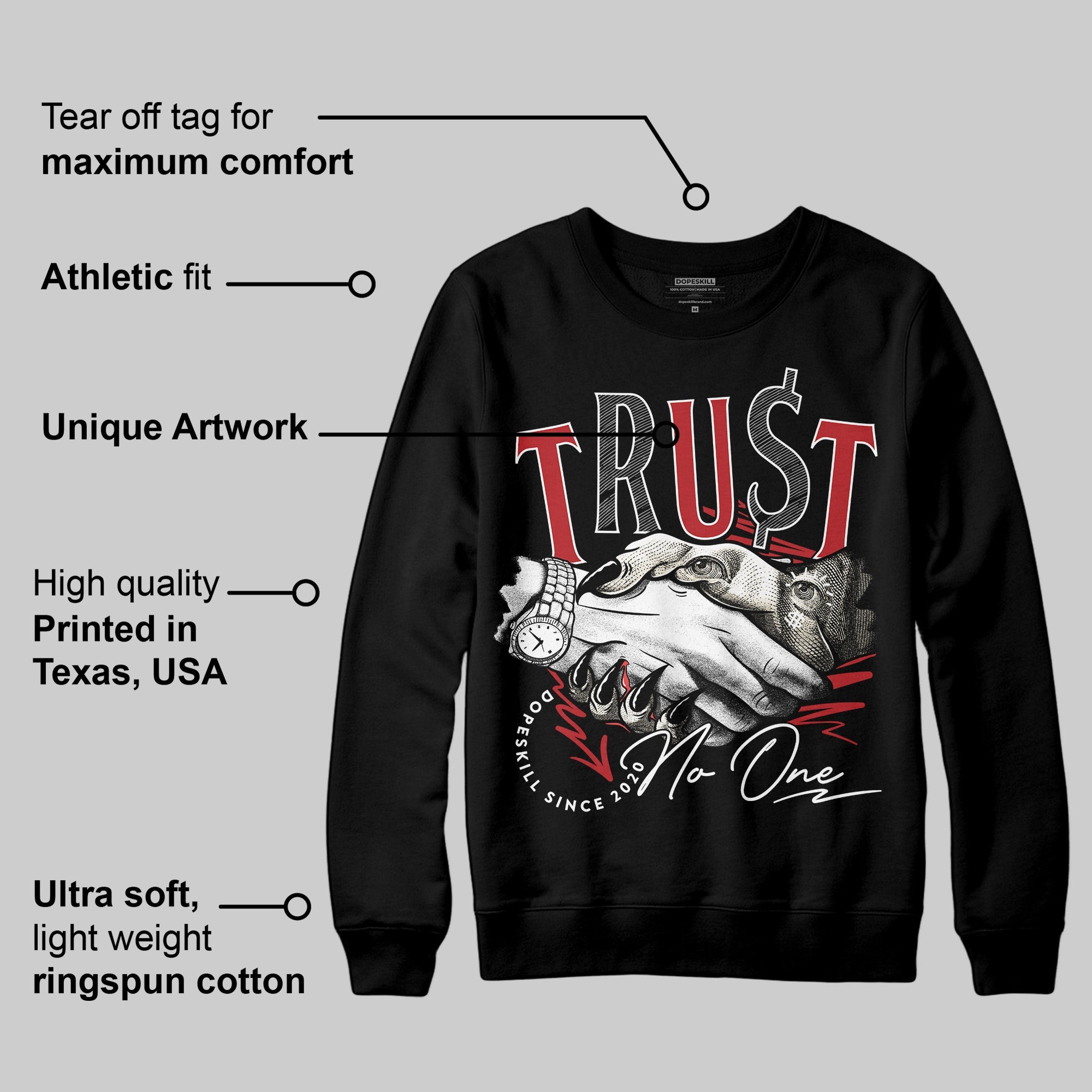 Black Toe Reimagined 1s superstreetwear Sweatshirt Trust No One Graphic