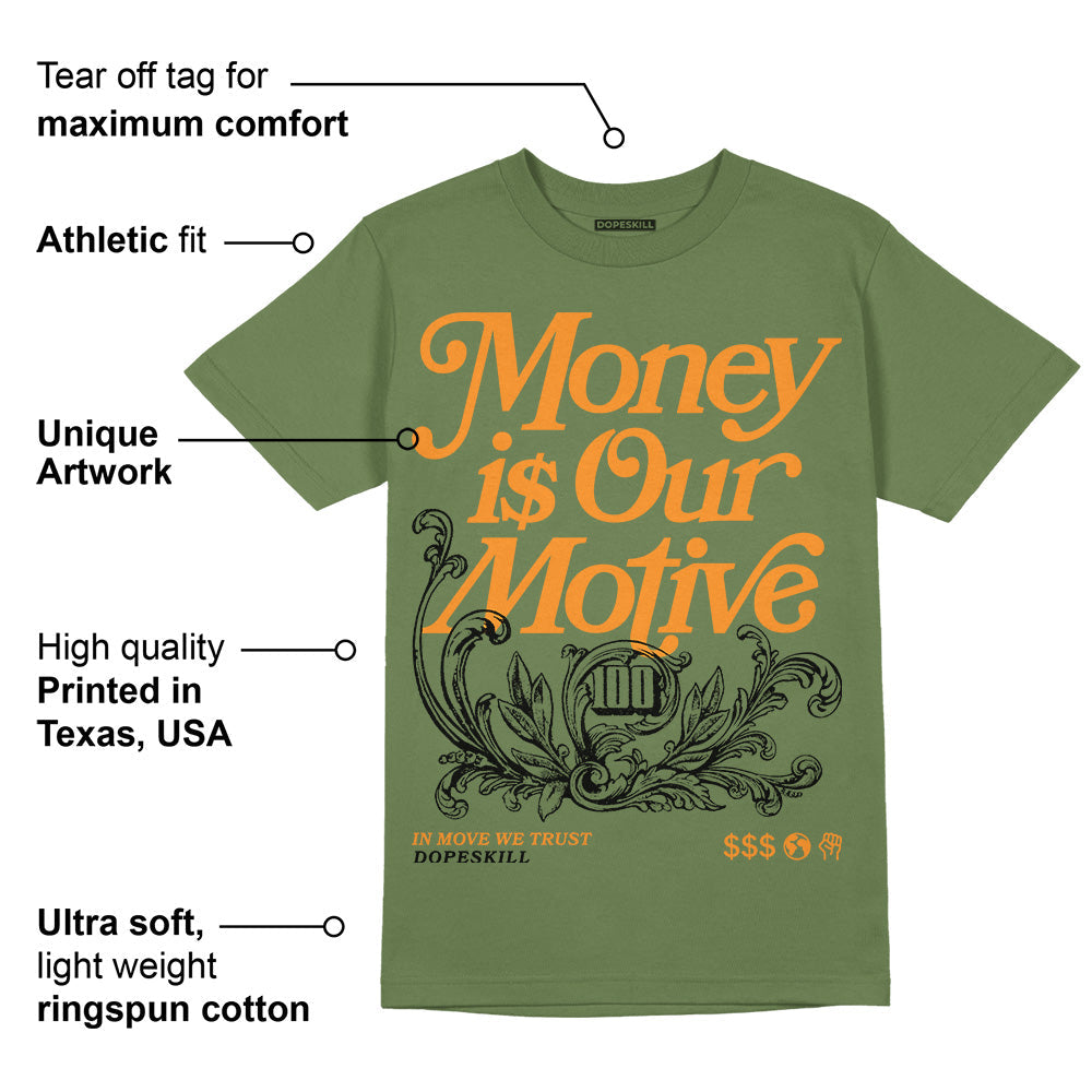 Olive 5s superstreetwear Olive T-shirt Money Is Our Motive Typo Graphic