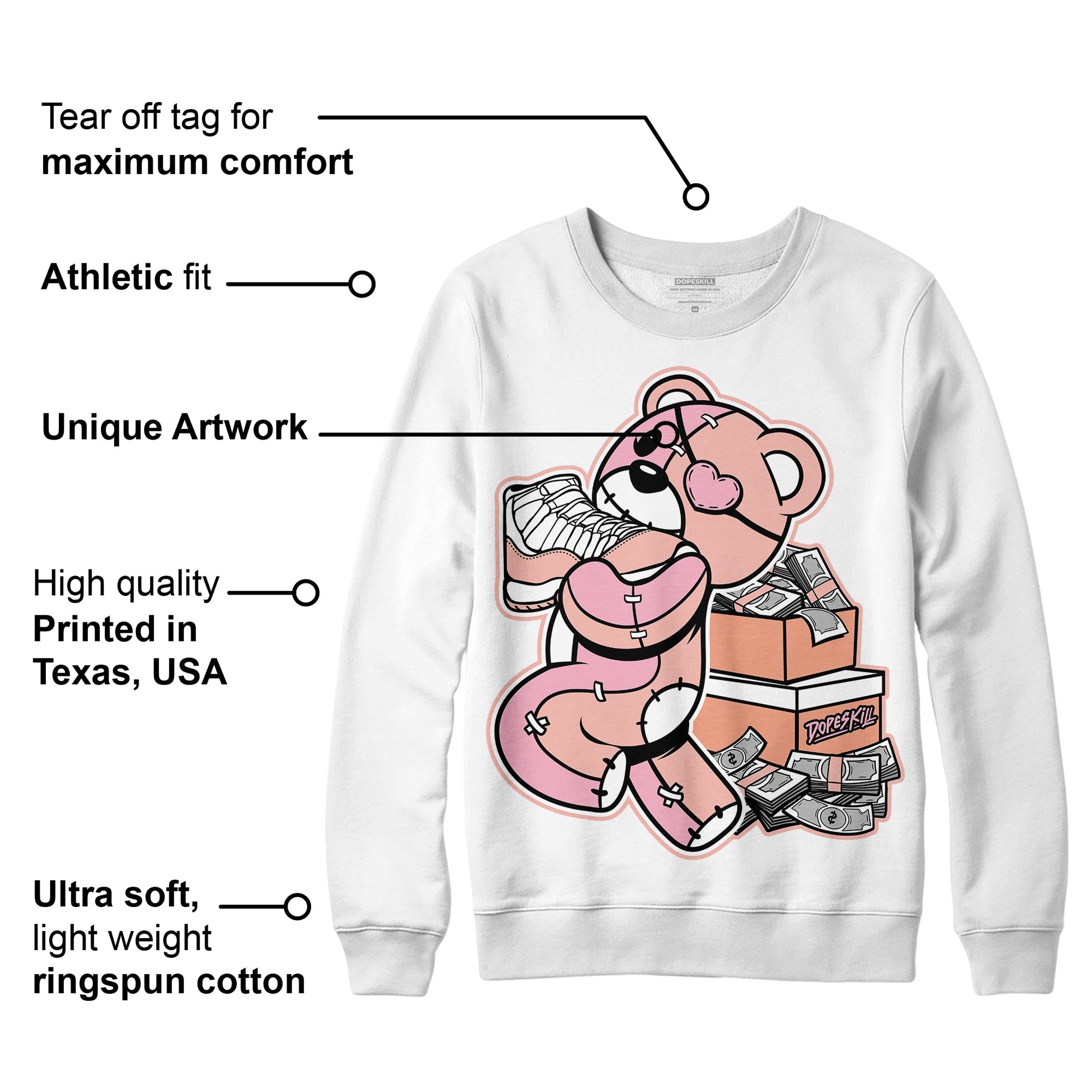 Legend Pink 11s superstreetwear Sweatshirt Bear Steals Sneaker Graphic